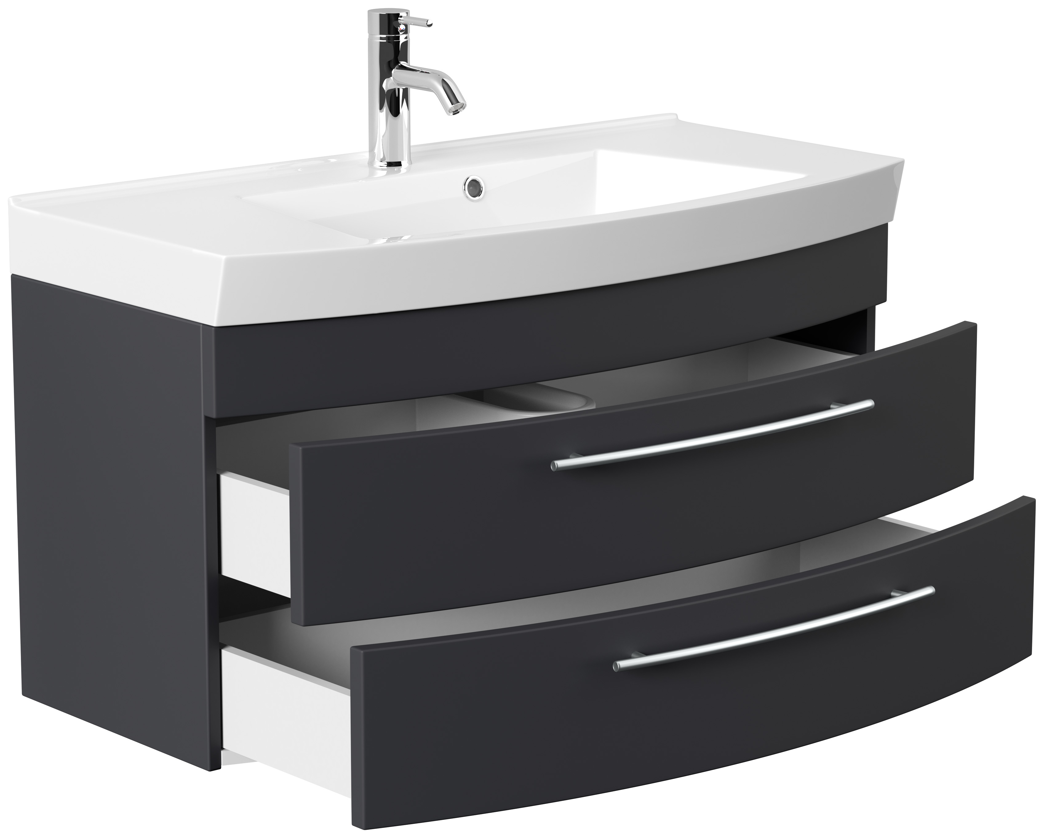Badmöbel Bella 100 mit runder Front SoftClose lackiert weiss matt