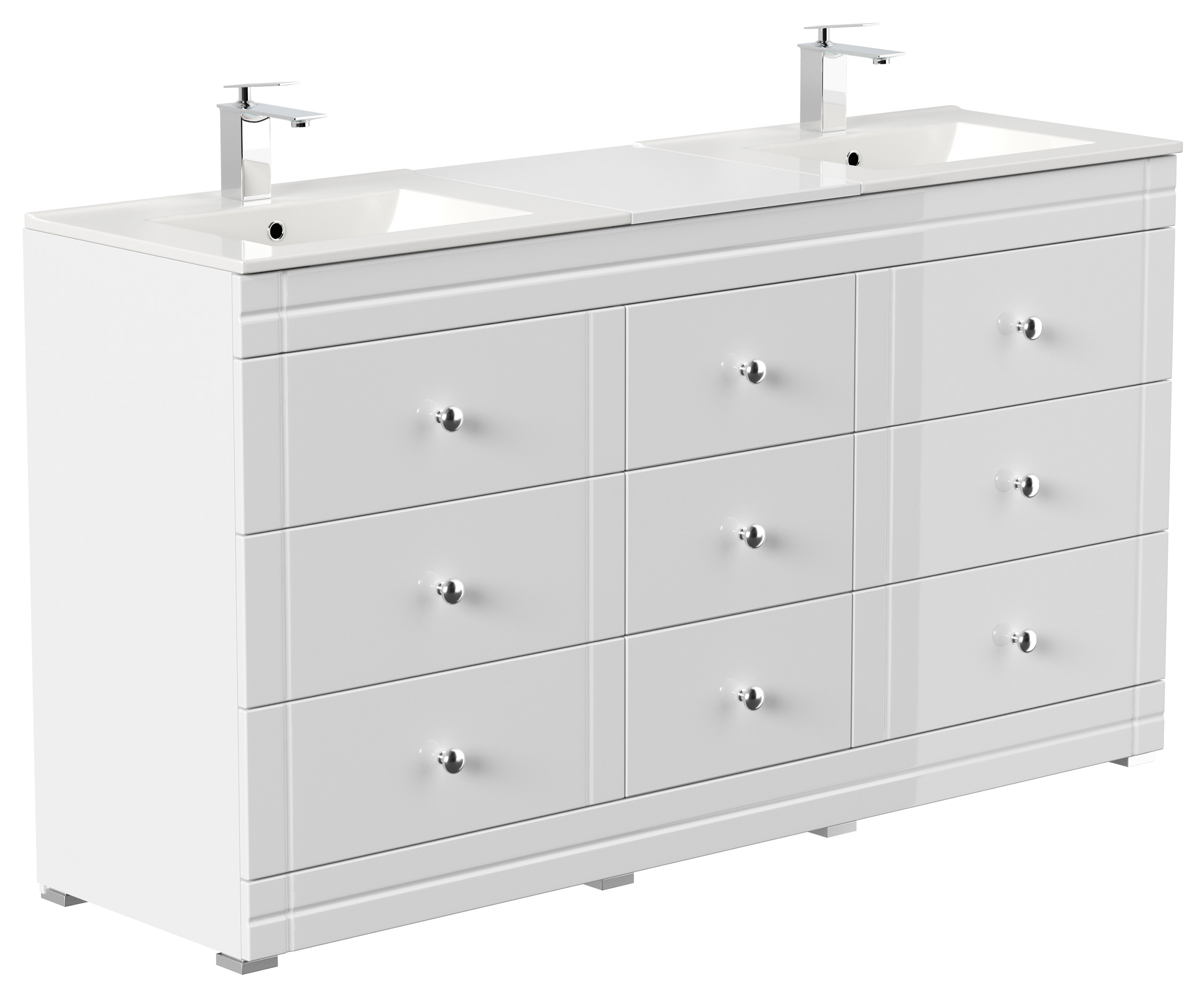 Stand Badmöbel Cosmo Klassik SoftClose weiss hochglanz
