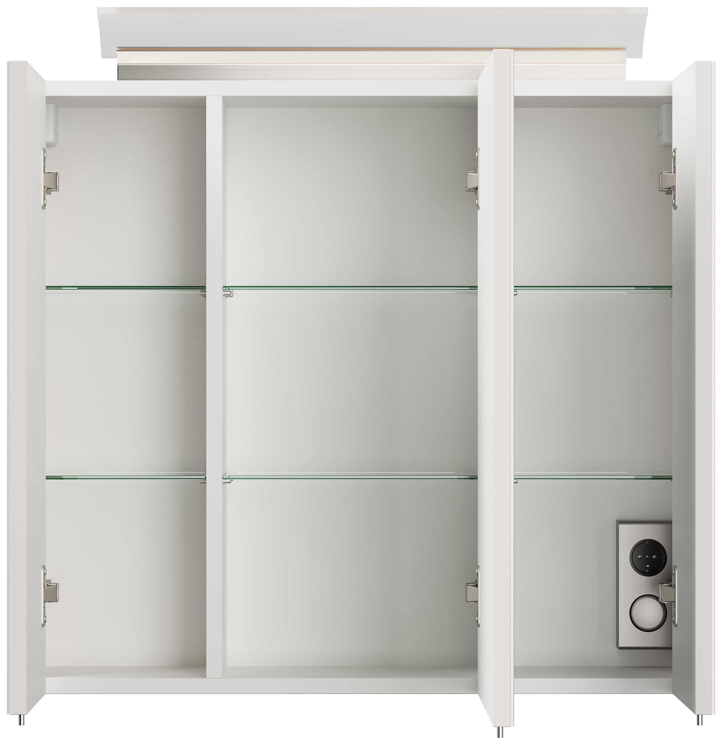 Spiegelschrank 70cm inkl. Design LED-Lampe und Glasböden eiche gold