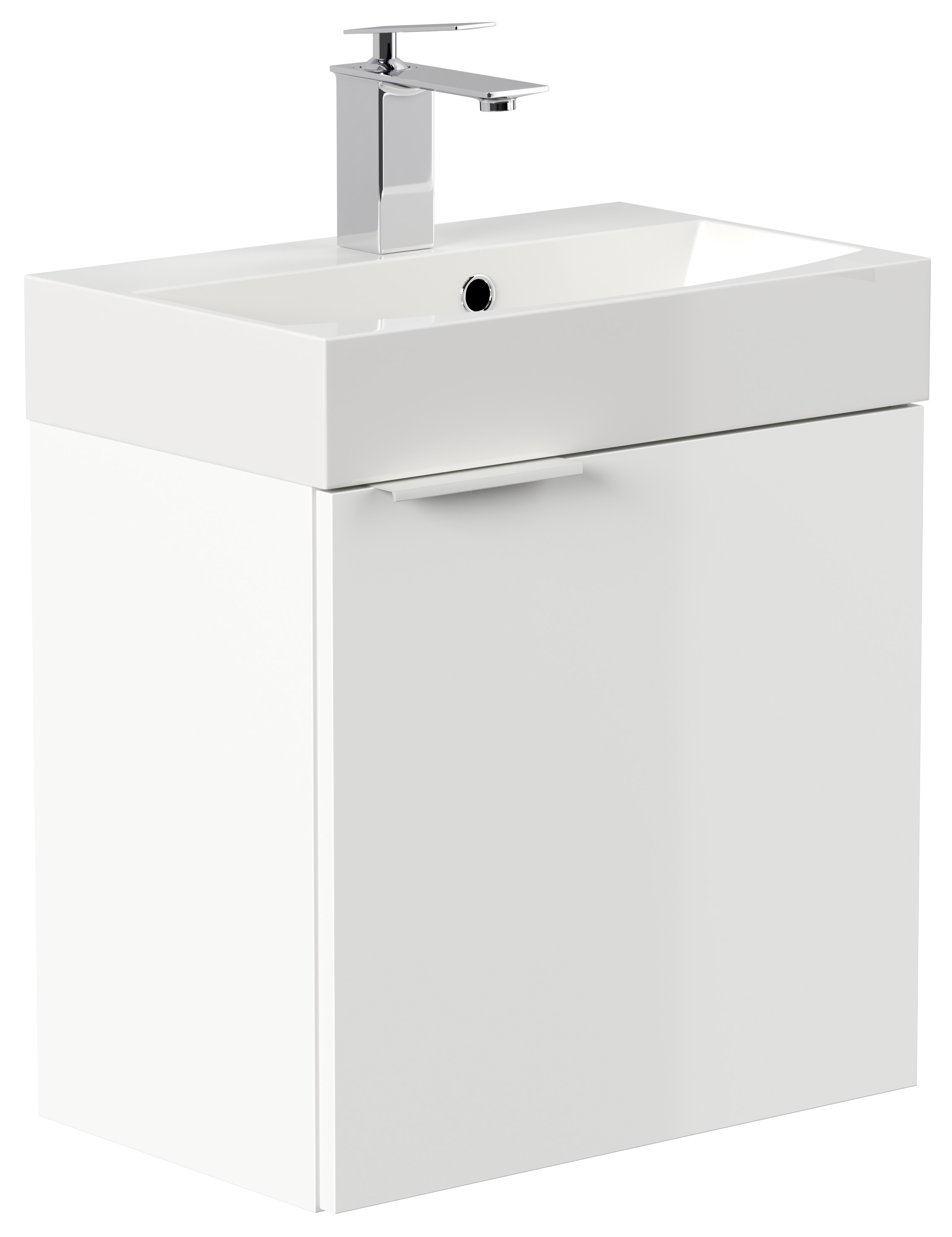 Gäste WC Badmöbel Kubus Slimline 50cm SoftClose weiß hochglanz
