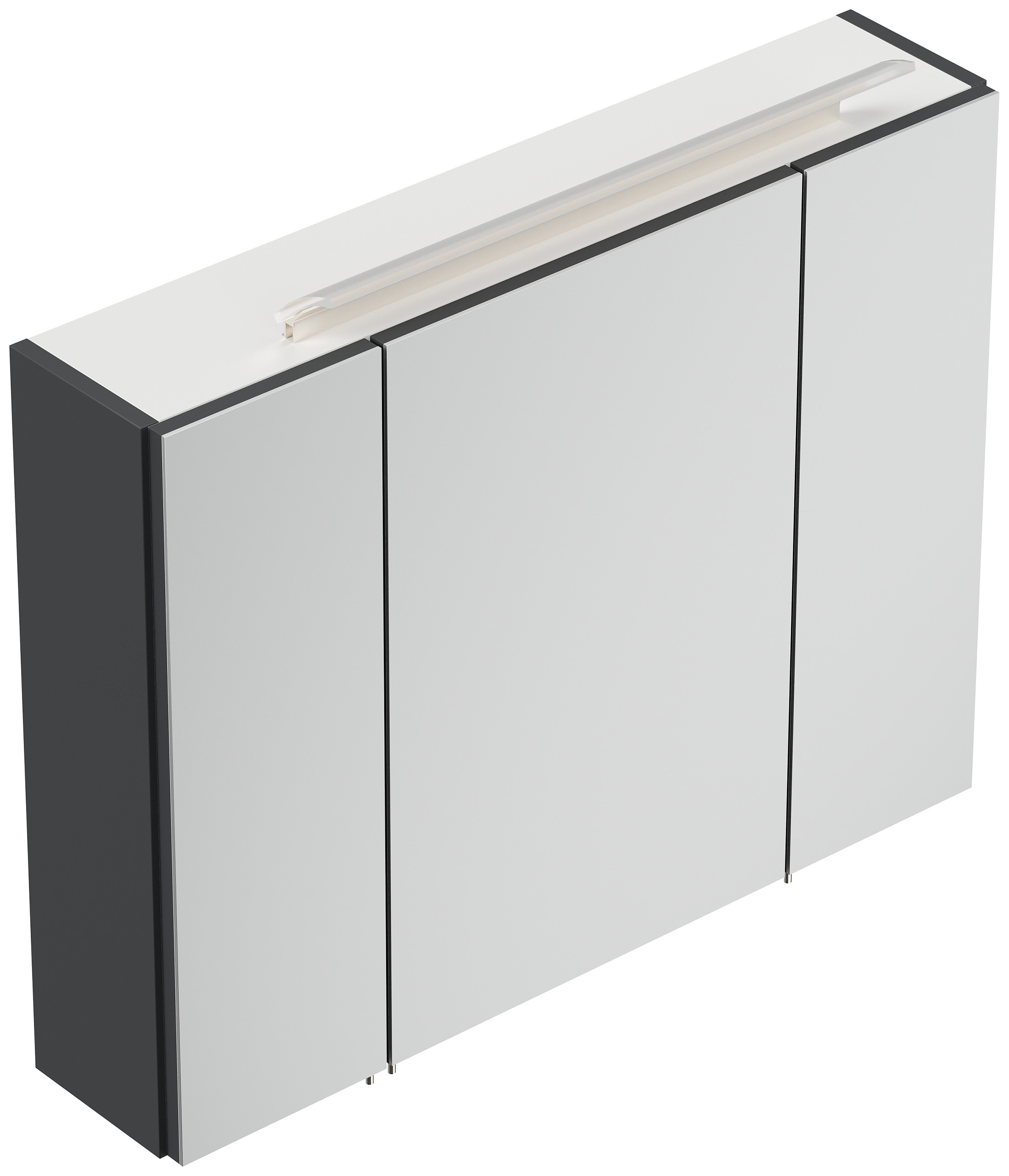 Spiegelschrank 80cm inkl. Design LED-Lampe und Glasböden grafit