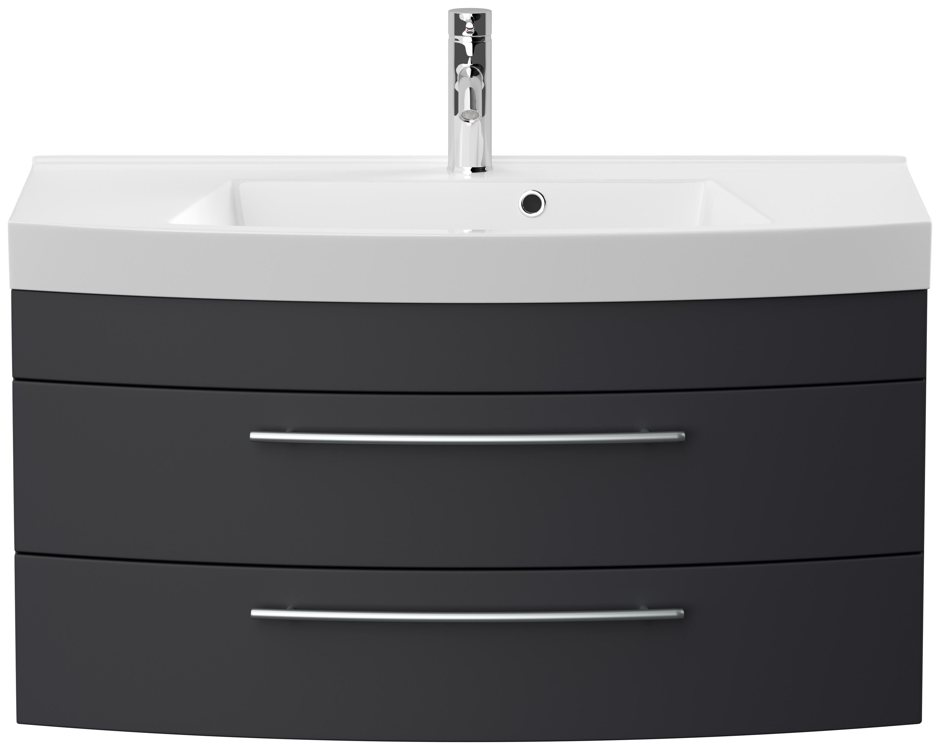 Badmöbel Bella 100 mit runder Front SoftClose lackiert weiss matt