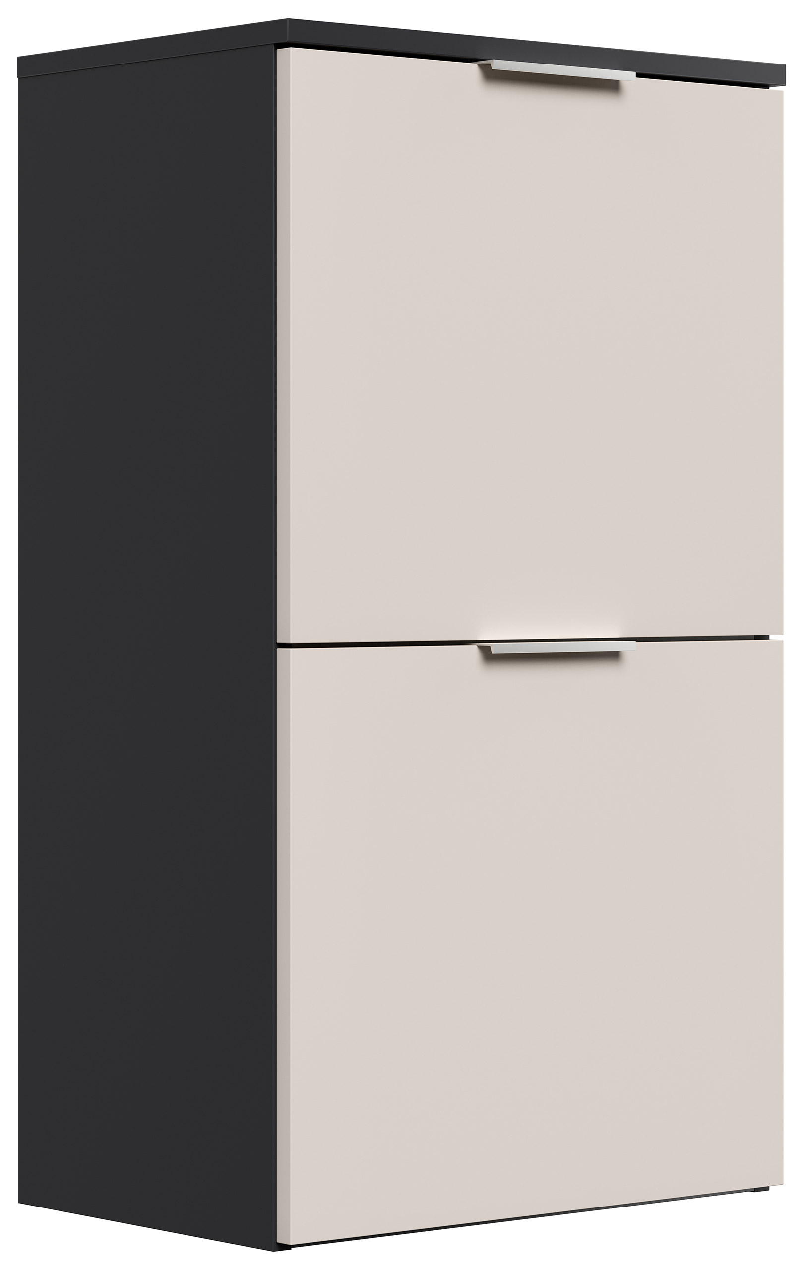 Schuhschrank Domus-S hängend 2 Klappen 8 Paar Schuhe lackiert Creme-Grafit
