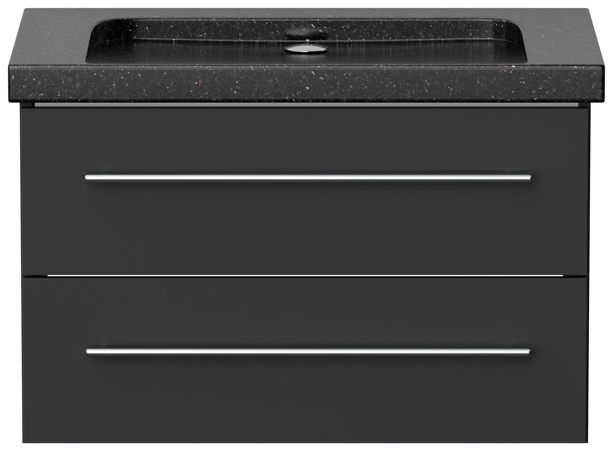 Badmöbel Granit Galaxy Black Damo 75 cm ohne Hahnloch SoftClose grafit