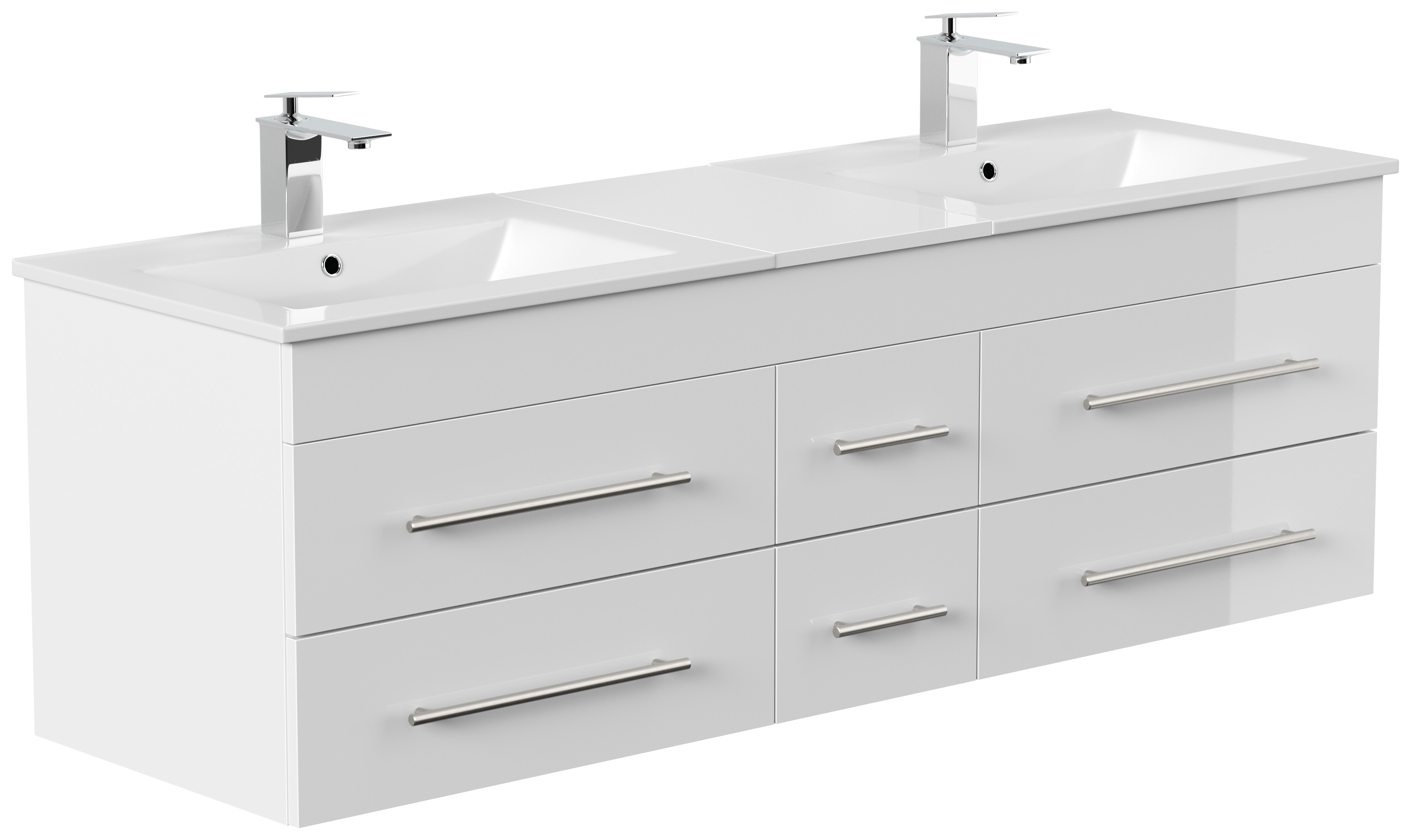Badmöbelset Roma XL 4-teilig LED-Spiegel Seitenschrank 3er Boxen weiss hochglanz