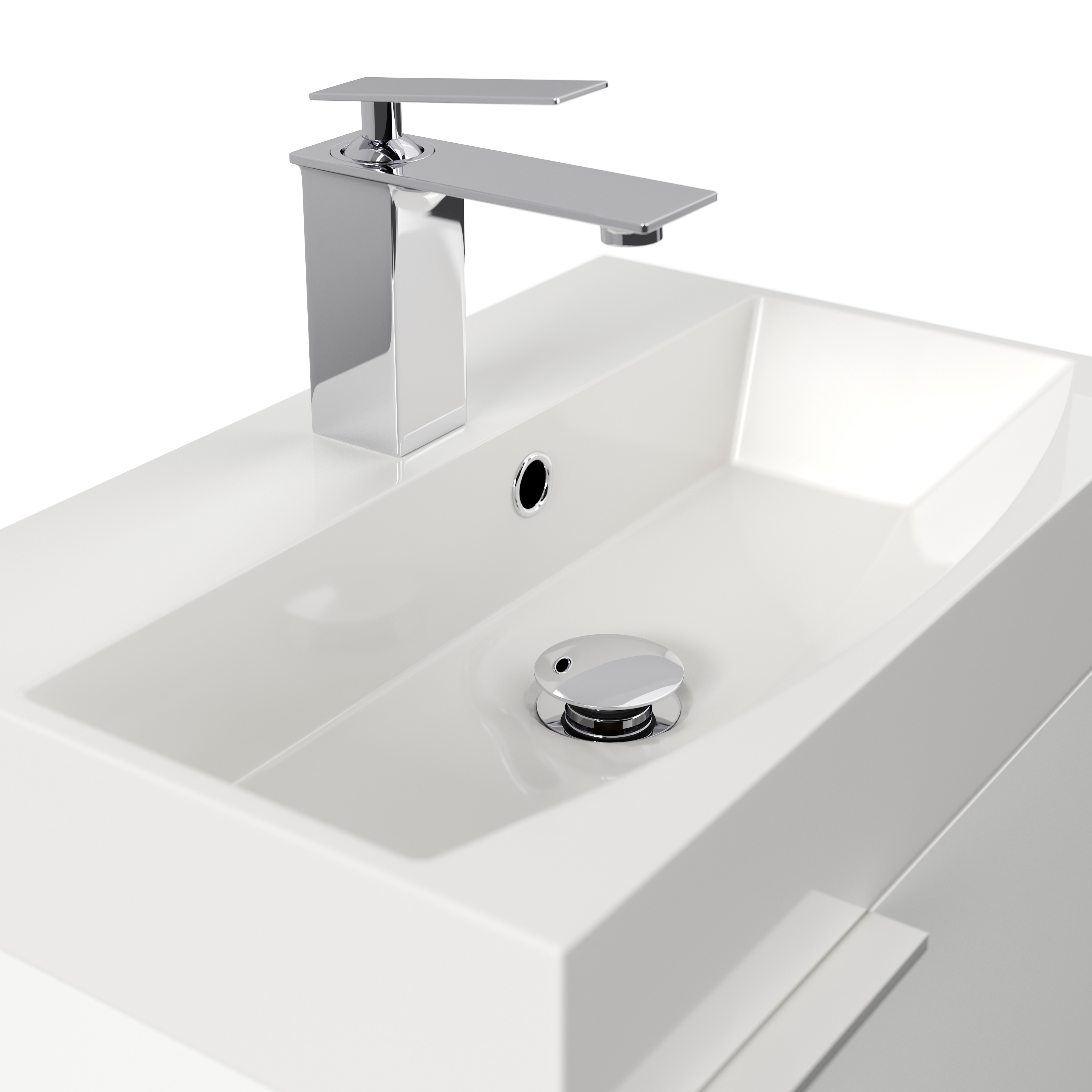 Gäste WC Badmöbel Kubus Slimline 50cm SoftClose weiß hochglanz