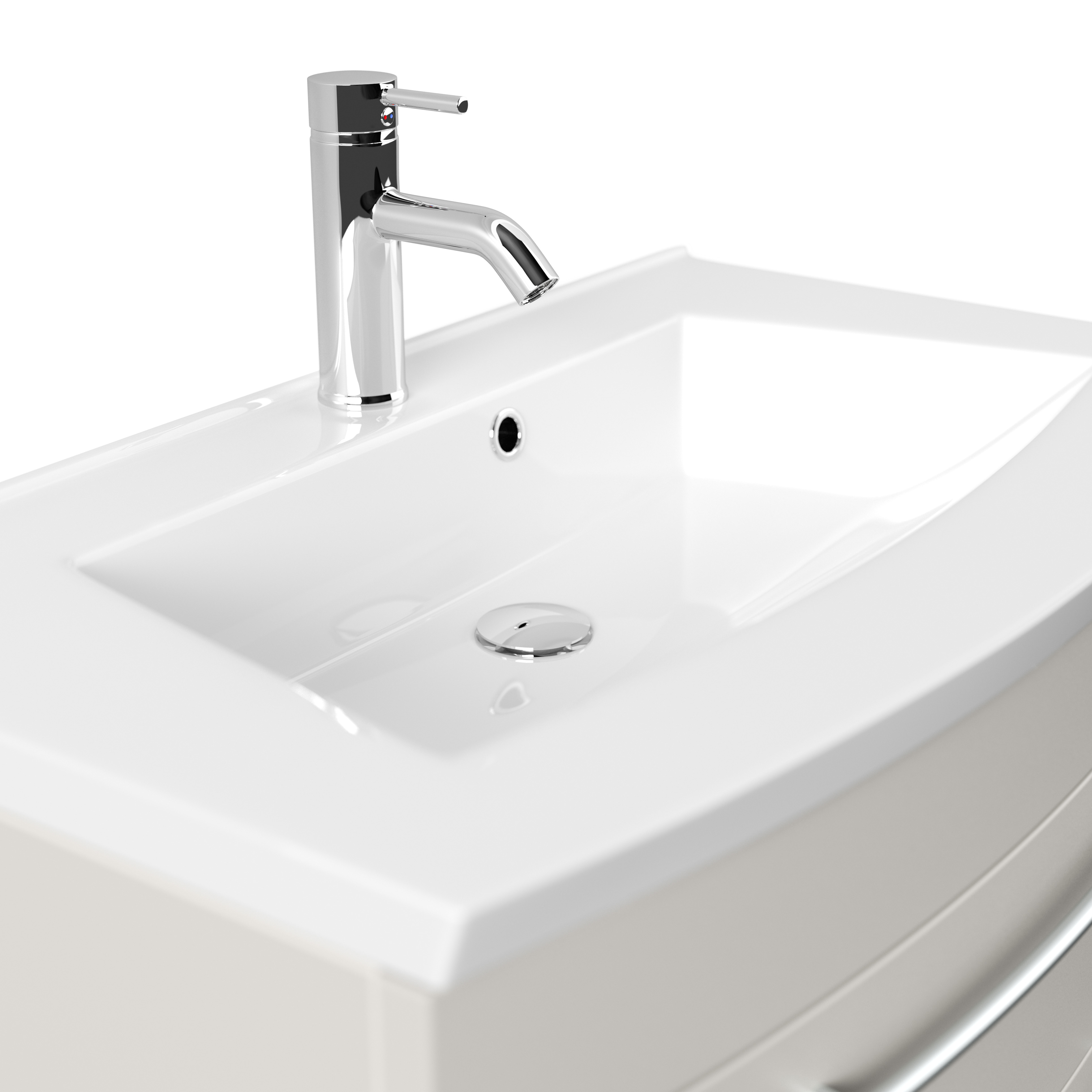 Badmöbel Bella 80 mit runder Front SoftClose lackiert kaschmir matt
