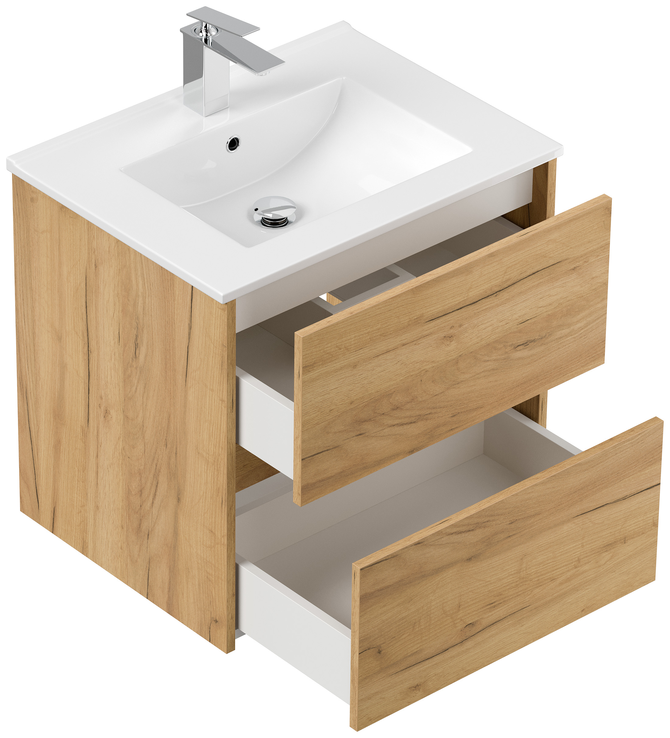 Badmöbelset Taifun 60cm 2tlg mit Spiegelschrank eiche gold