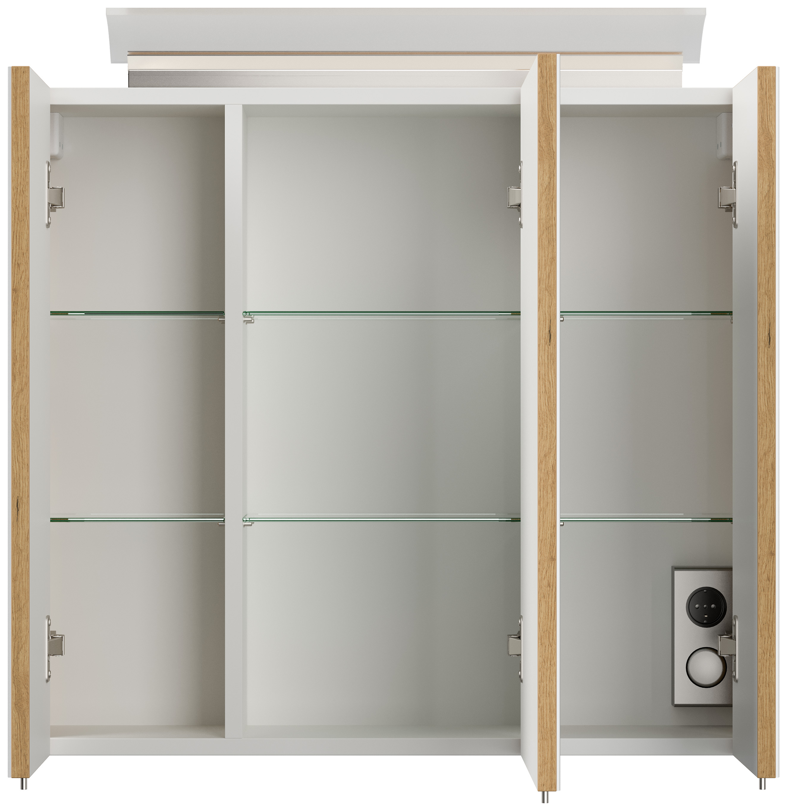 Badmöbelset Taifun 70cm 4tlg mit Spiegelschrank & 2x Badschrank eiche gold