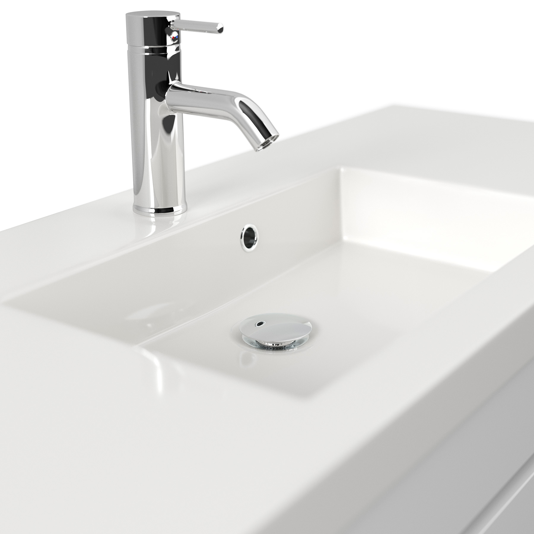 Stand Badmöbel GENEVA 120 SoftClose weiss hochglanz mit 3 grifflosen Schubladen