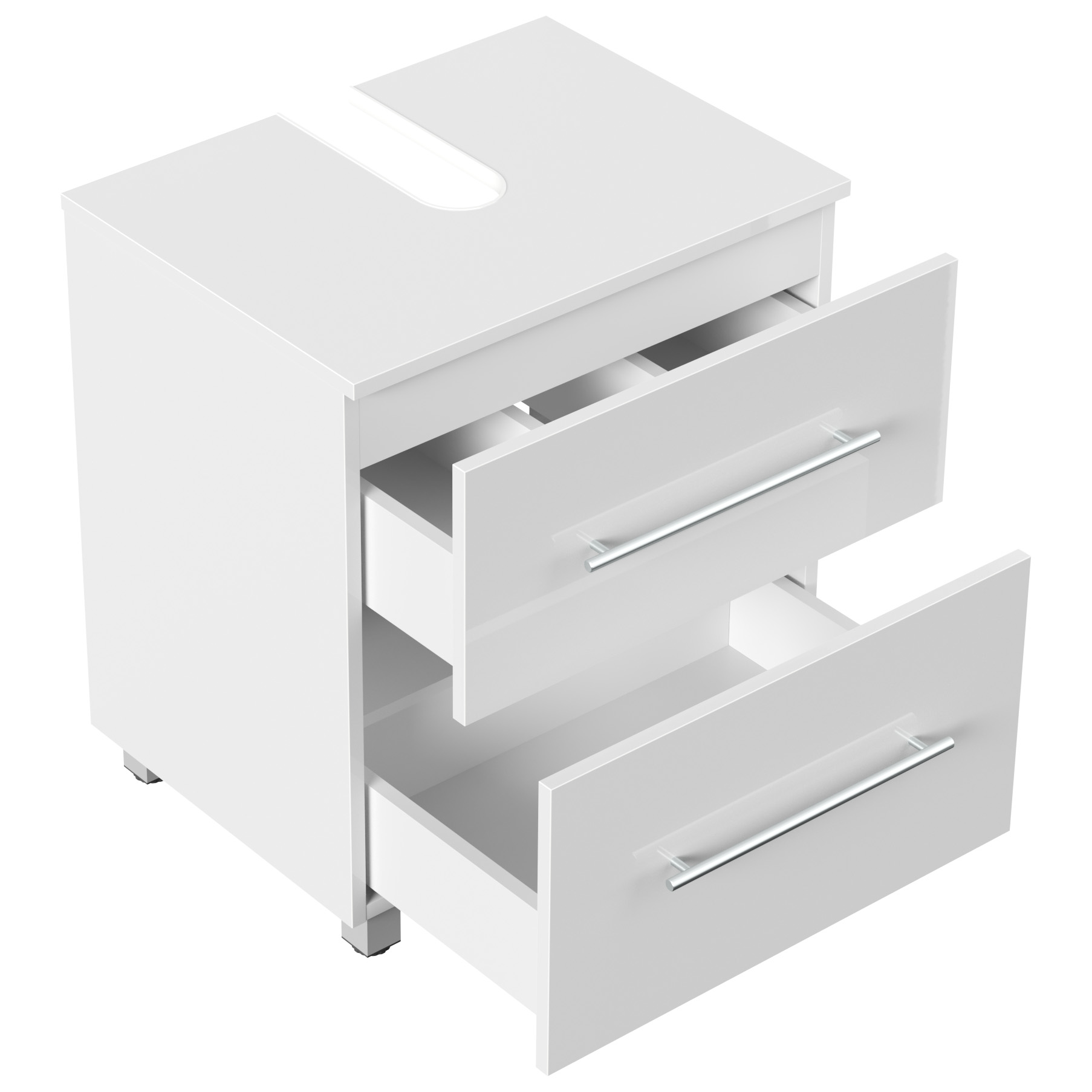 Universal Unterbau auf Standfüßen 55 cm SoftClose weiss hochglanz