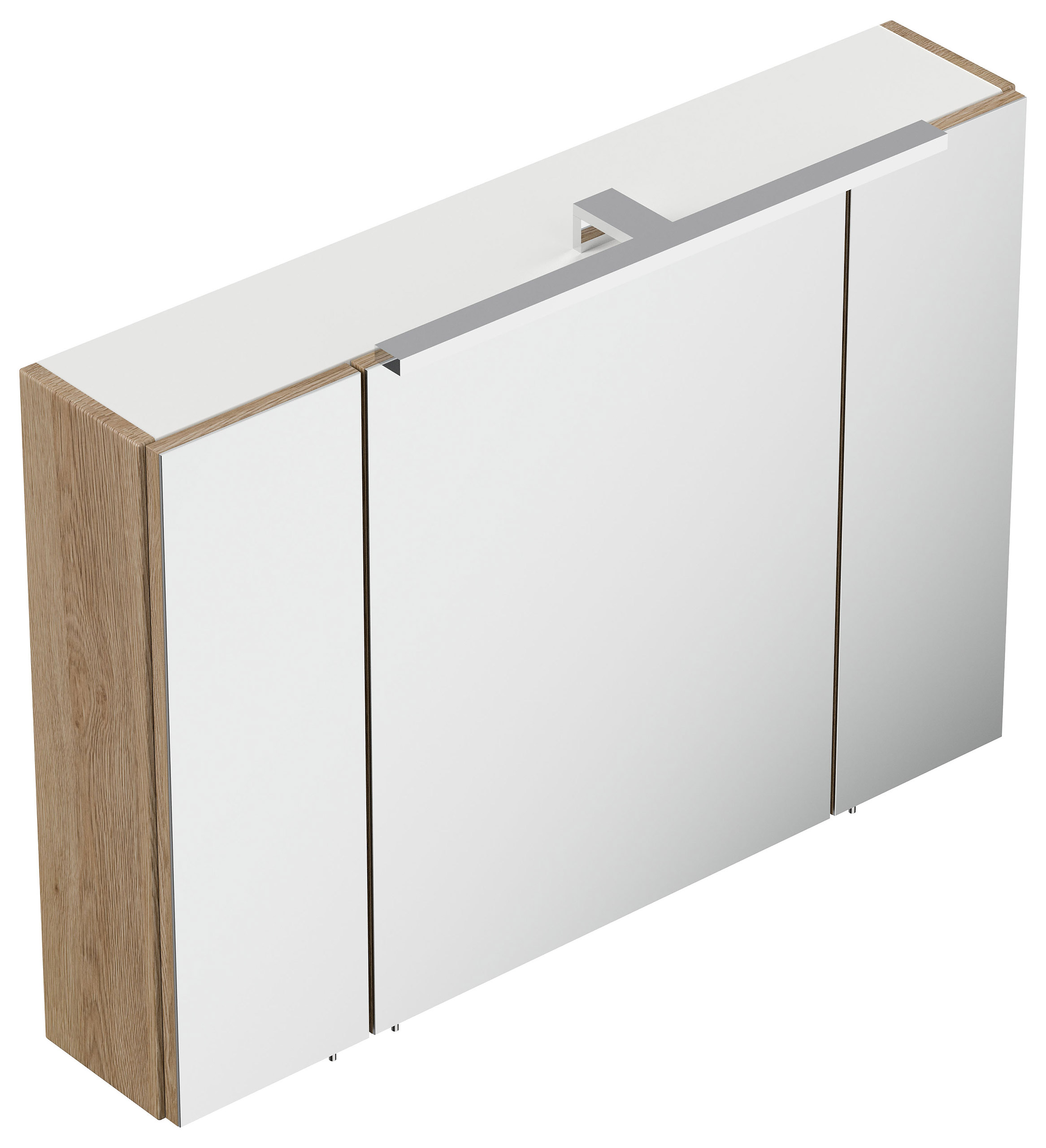 Spiegelschrank 90cm inkl. Design LED-Lampe und Glasböden eiche hell