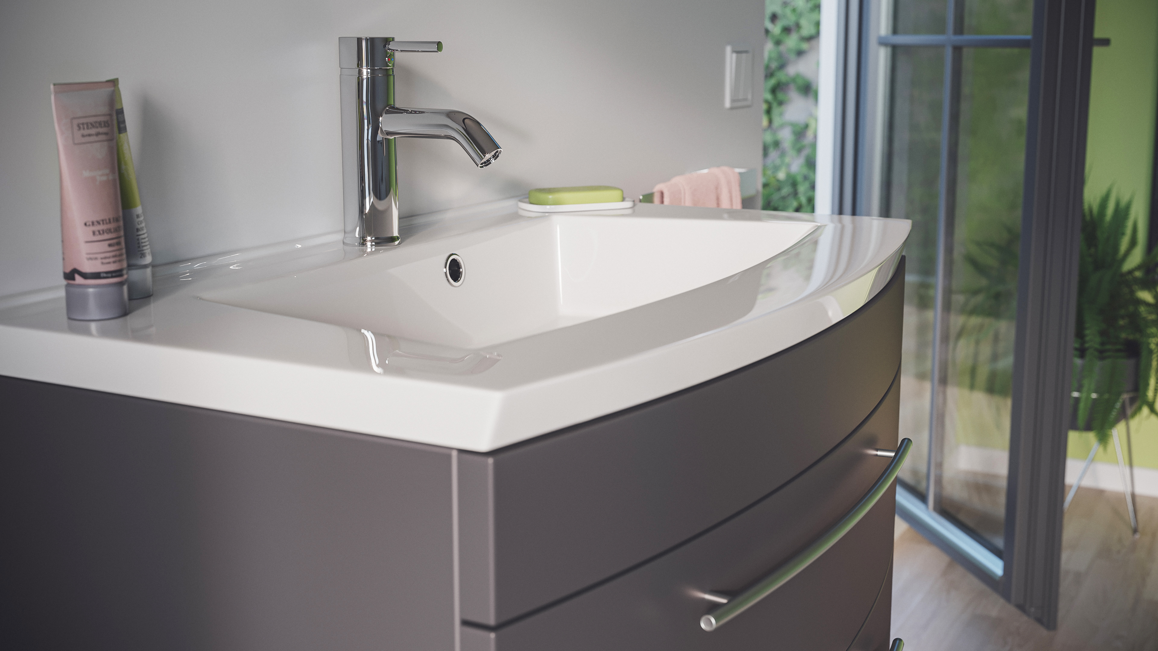 Badmöbel Bella 80 mit runder Front SoftClose anthrazit