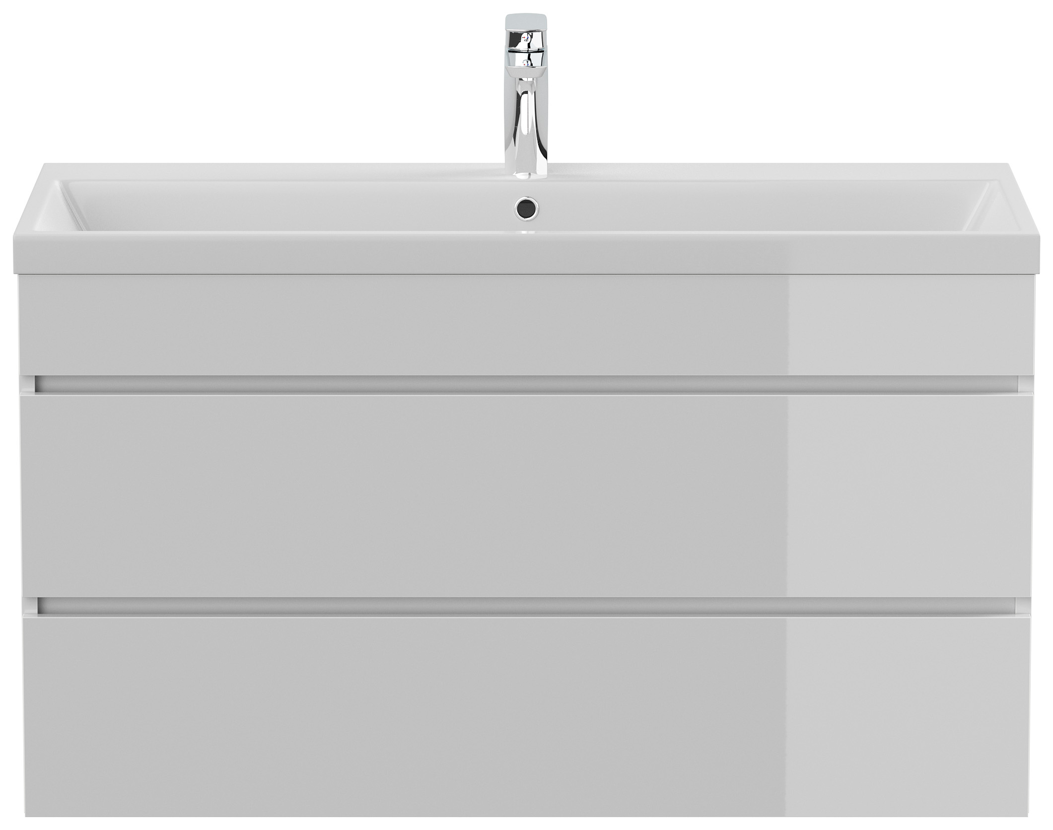 Badmöbel Via 100 SoftClose weiss hochglanz mit grifflosen Schubladen