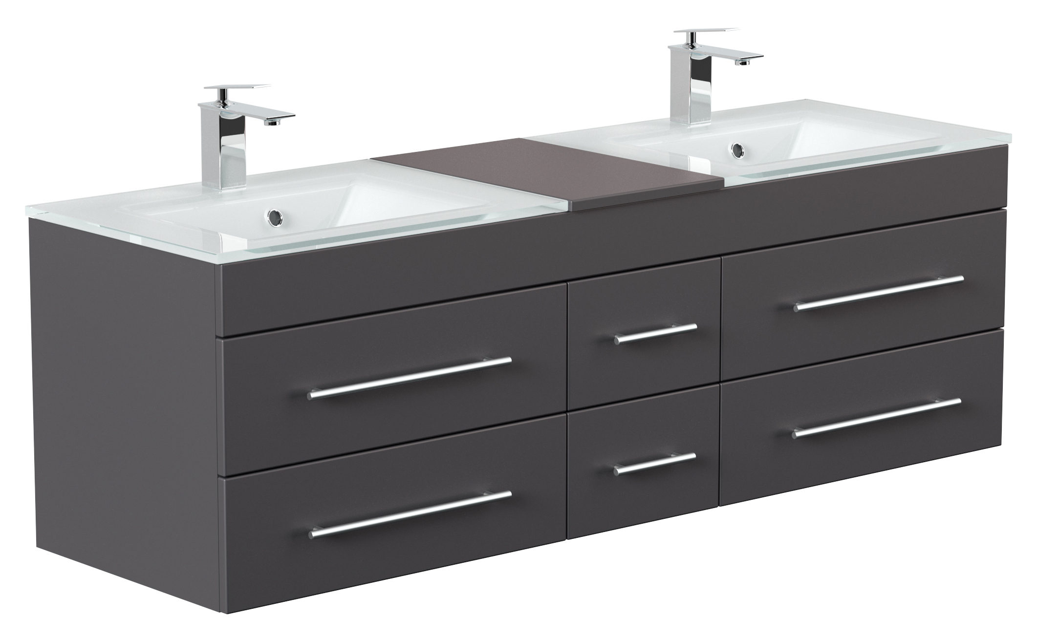 Badmöbel Vitro XL mit Doppel-Glasbecken SoftClose anthrazit