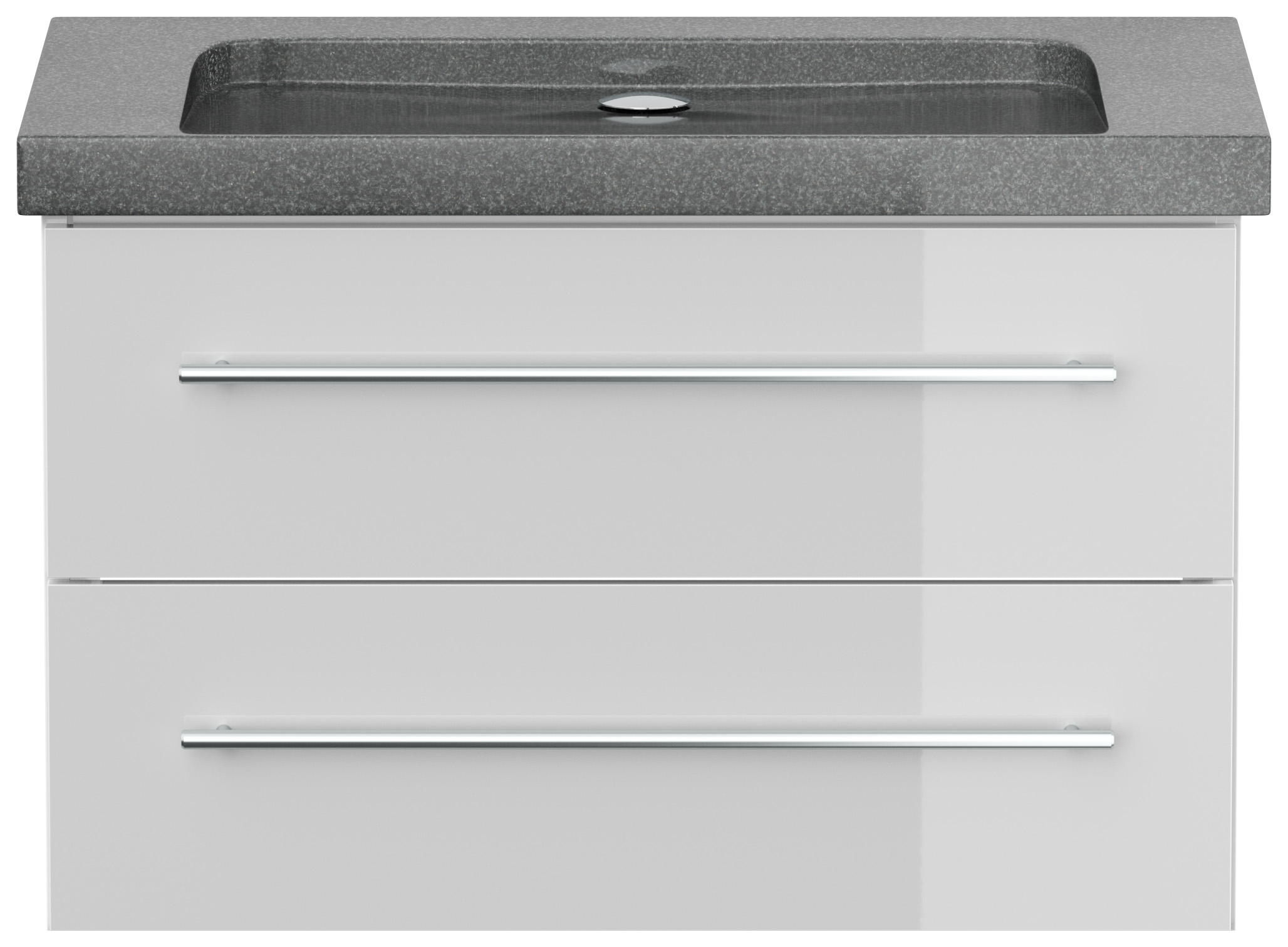 Badmöbel Granit G654 Damo 75 cm ohne Hahnloch SoftClose weiß hochglanz