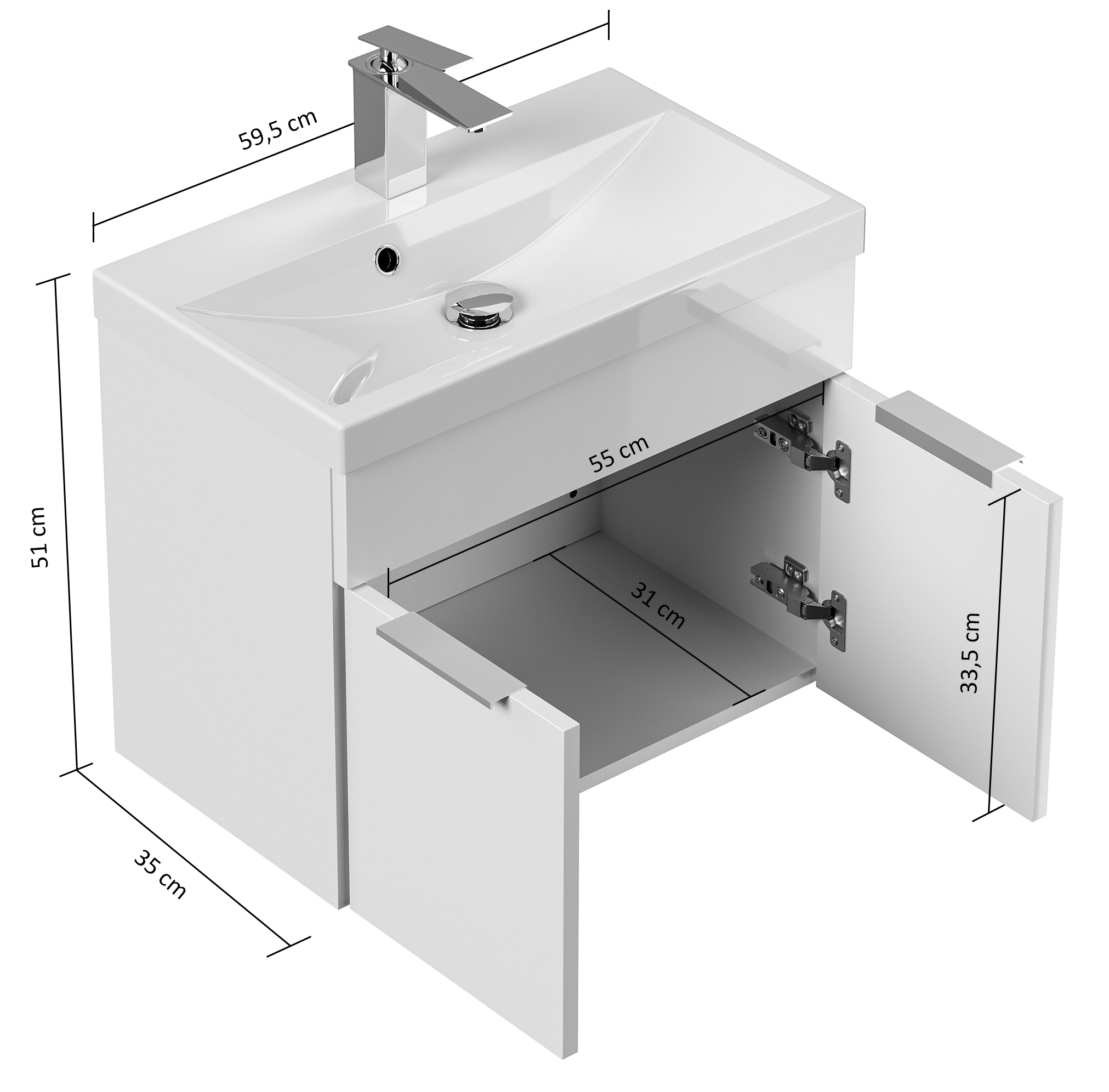 Badmöbel-Set Slimline Vega 4tlg Spiegel & Midischränke weiss hgl/weiss matt