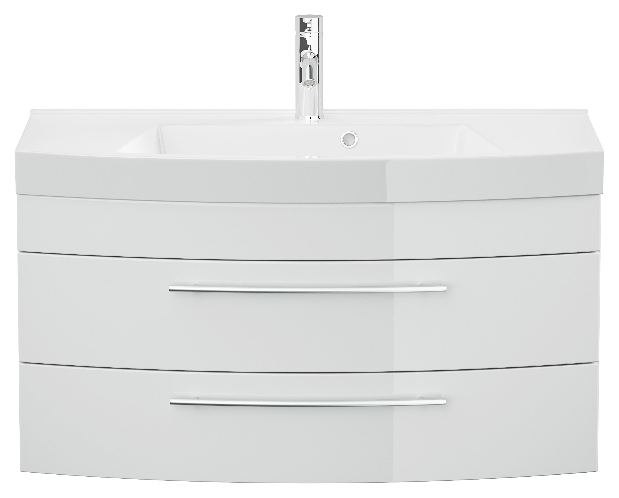 Badmöbel Bella 100 mit runder Front SoftClose weiss hochglanz