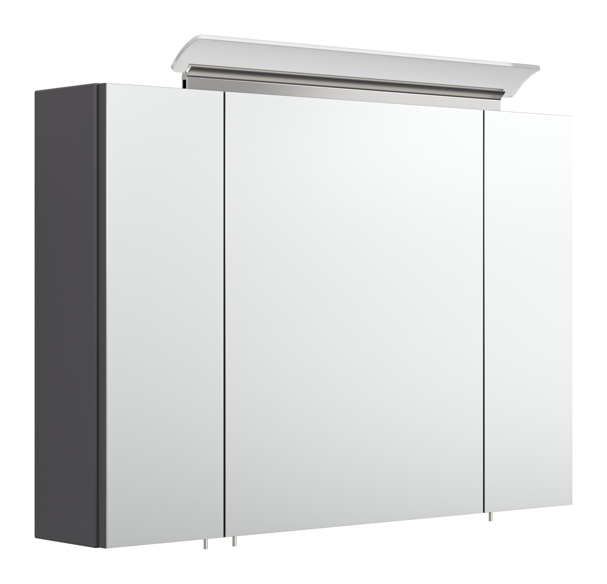 Spiegelschrank 90cm inkl. Design LED-Lampe und Glasböden anthrazit