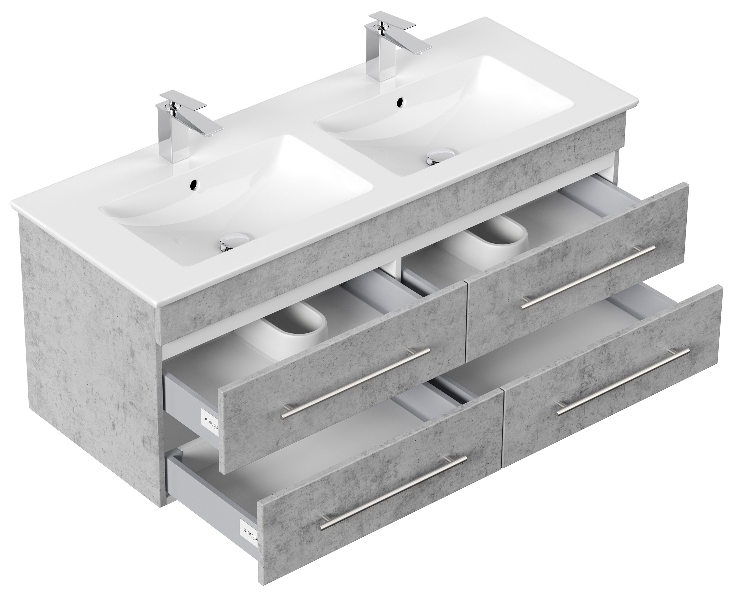 Badmöbel mit Villeroy & Boch Venticello Waschbecken 130 cm Doppel B beton