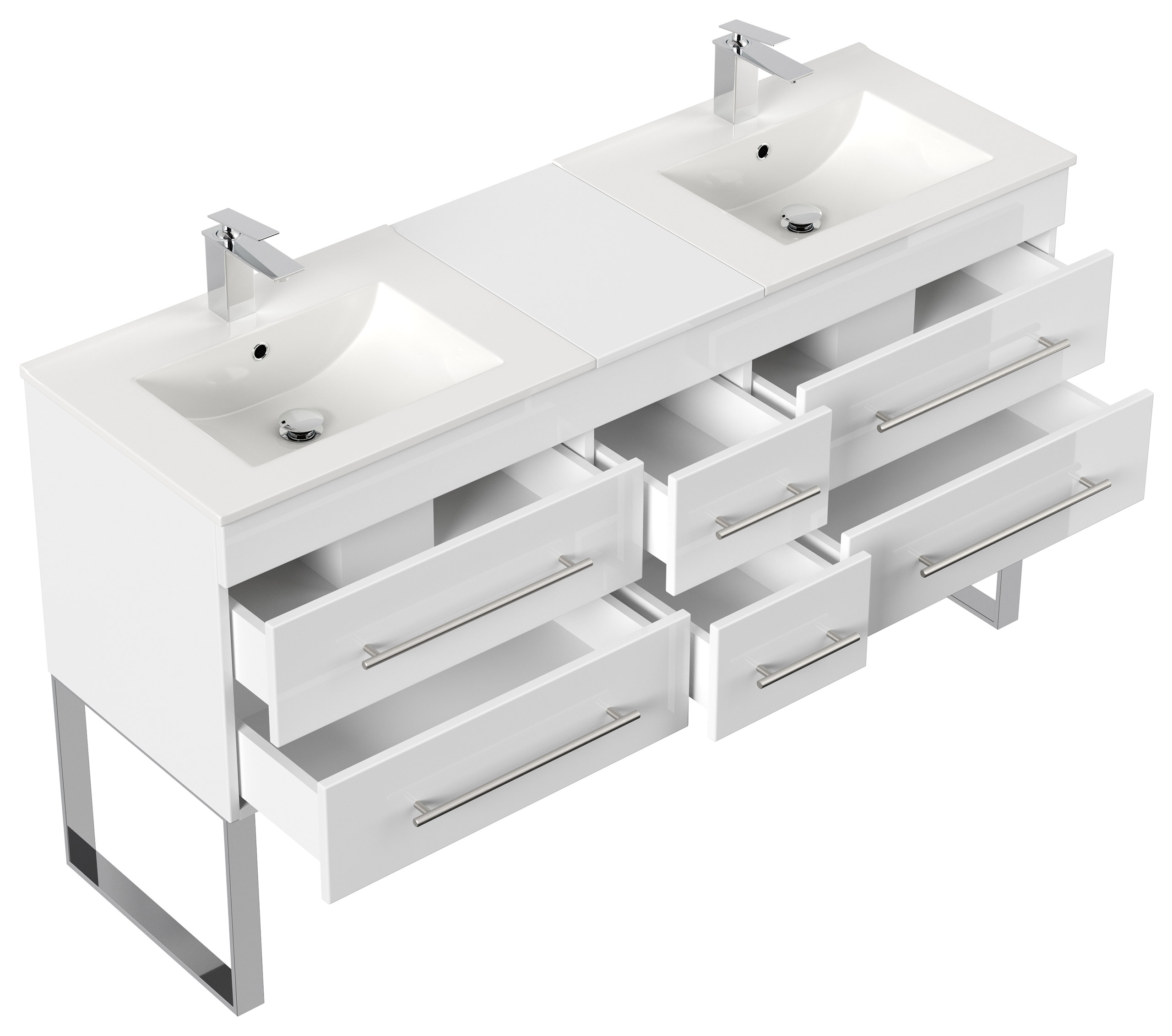 Stand Badmöbel Roma XL SoftClose weiss hochglanz