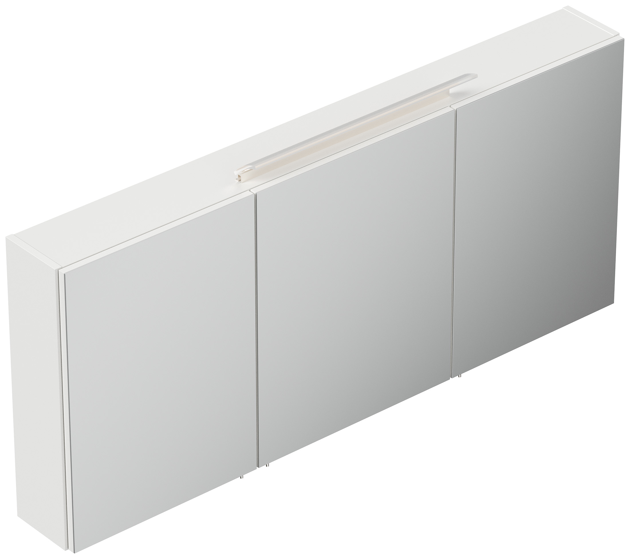 Spiegelschrank 140cm inkl. Design LED-Lampe und Glasböden weiss hochglanz