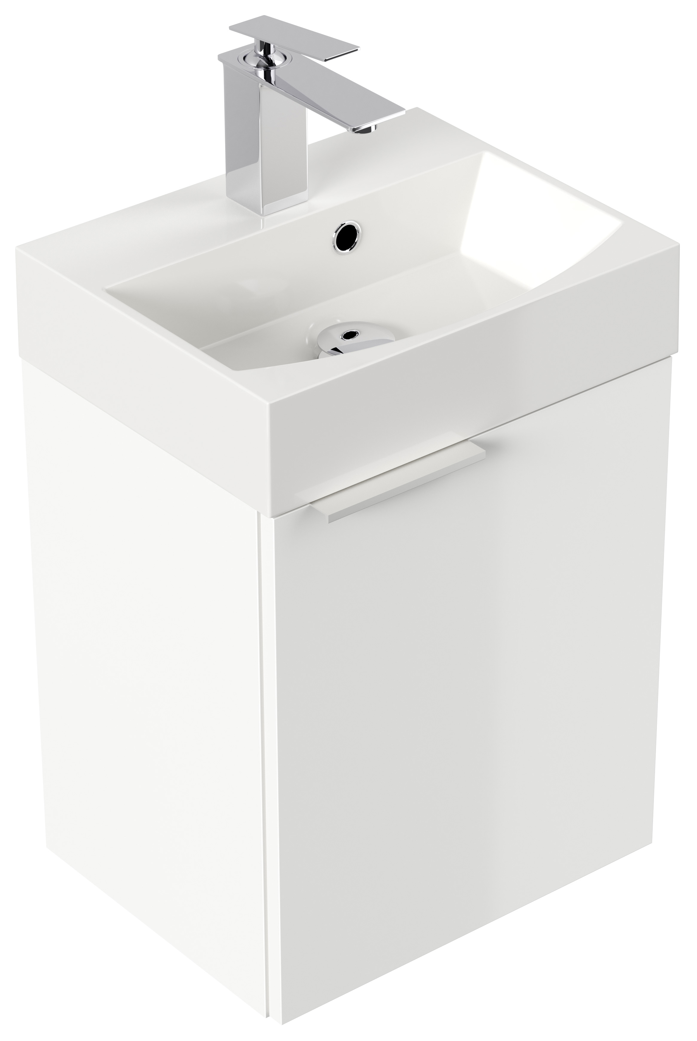 Gäste WC Badmöbel Kubus Slimline 40cm SoftClose weiß hochglanz