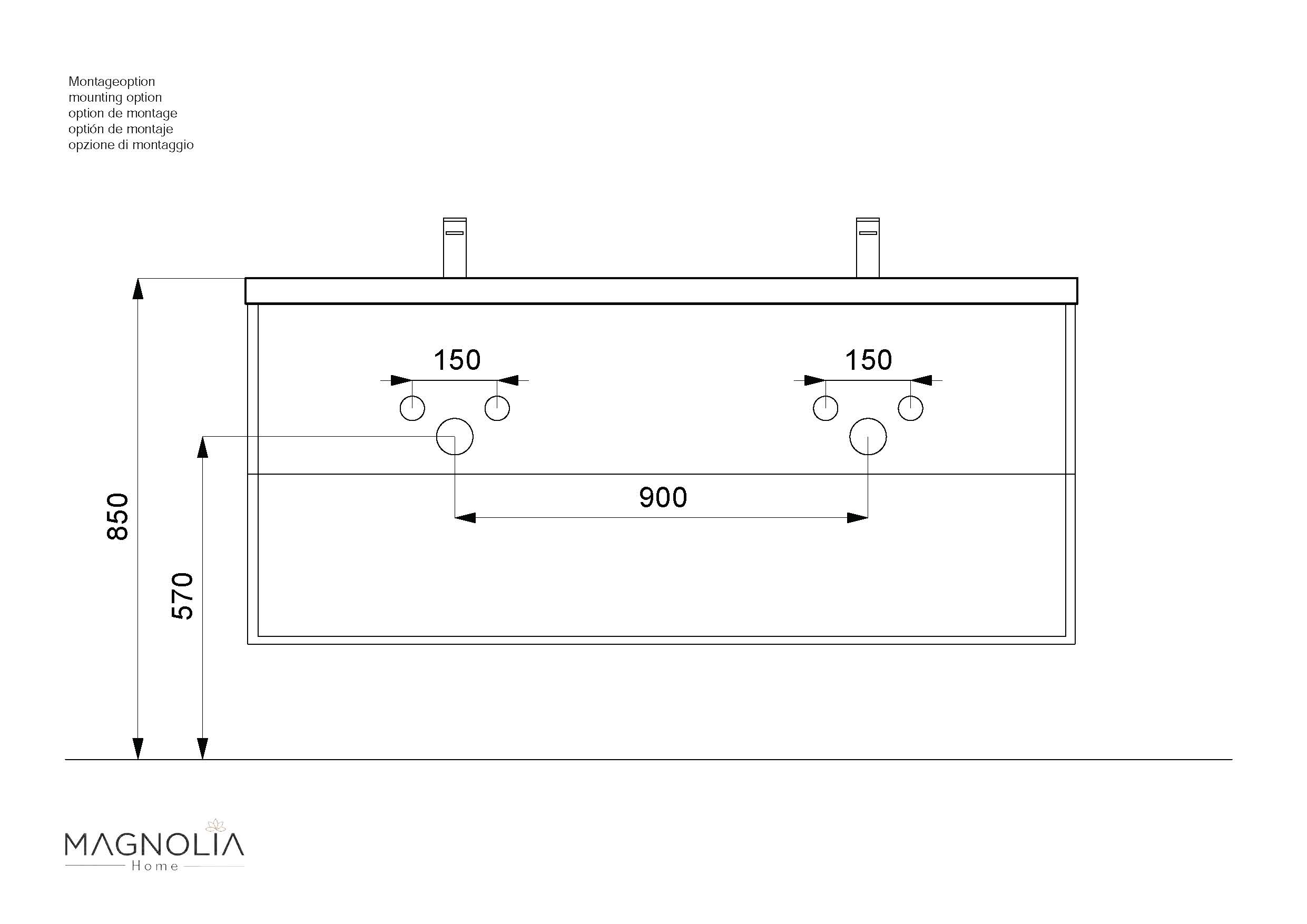Badmöbelset Komplett Roma XL 4-teilig inkl. LED-Spiegel SoftClose beton