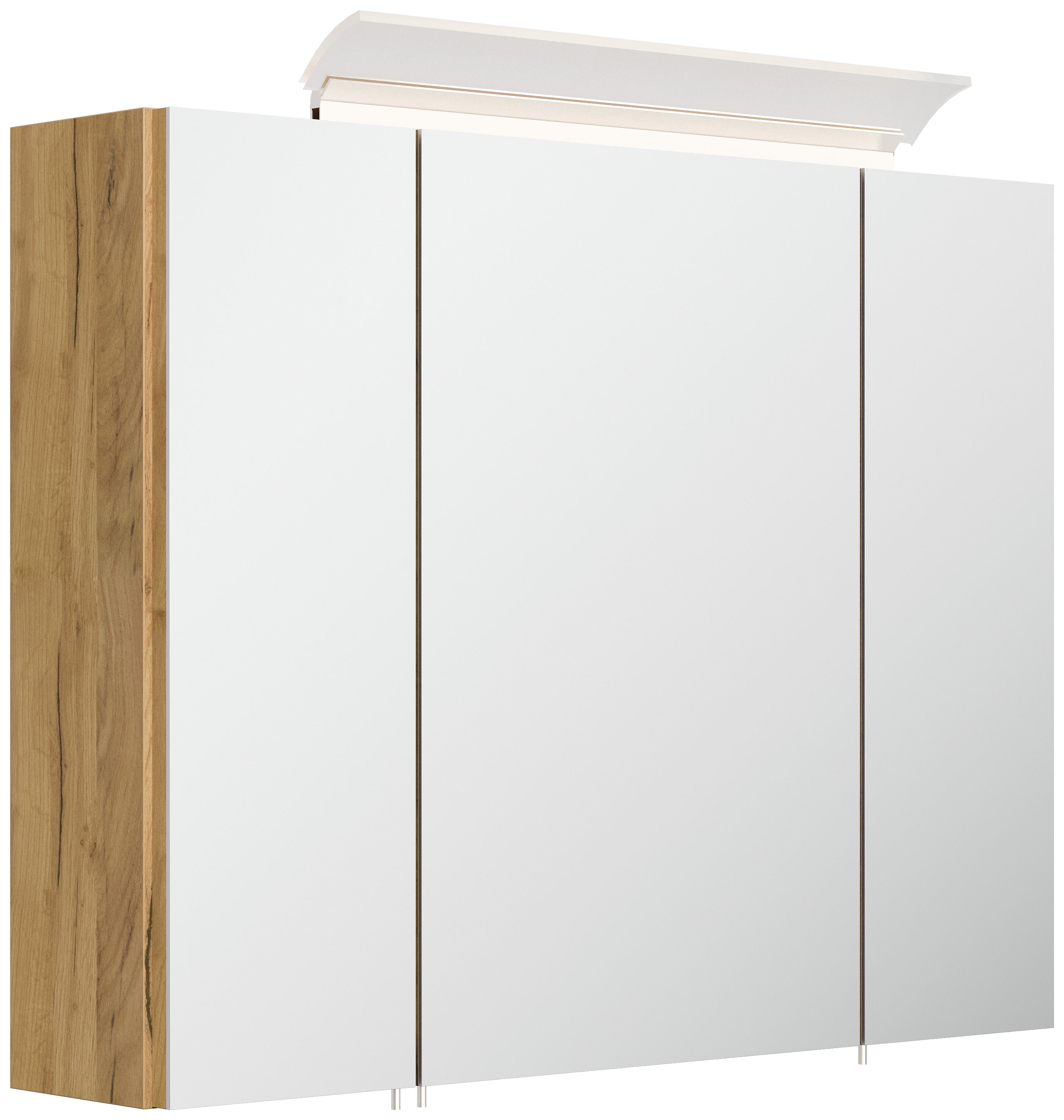 Badmöbelset Taifun 80cm 3tlg mit Spiegelschrank & 3er Boxen Set eiche gold