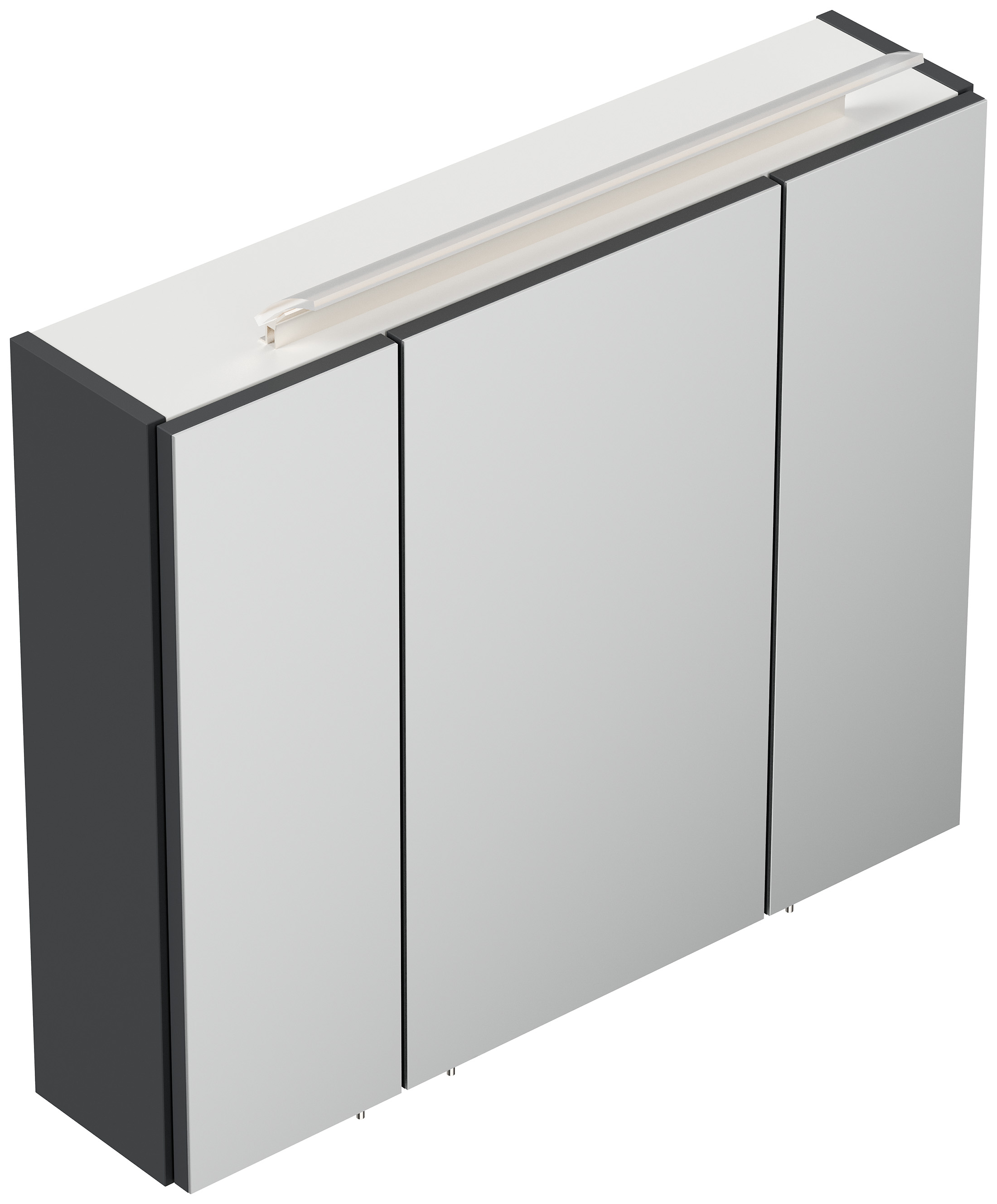 Spiegelschrank 75cm inkl. Design LED-Lampe und Glasböden grafit