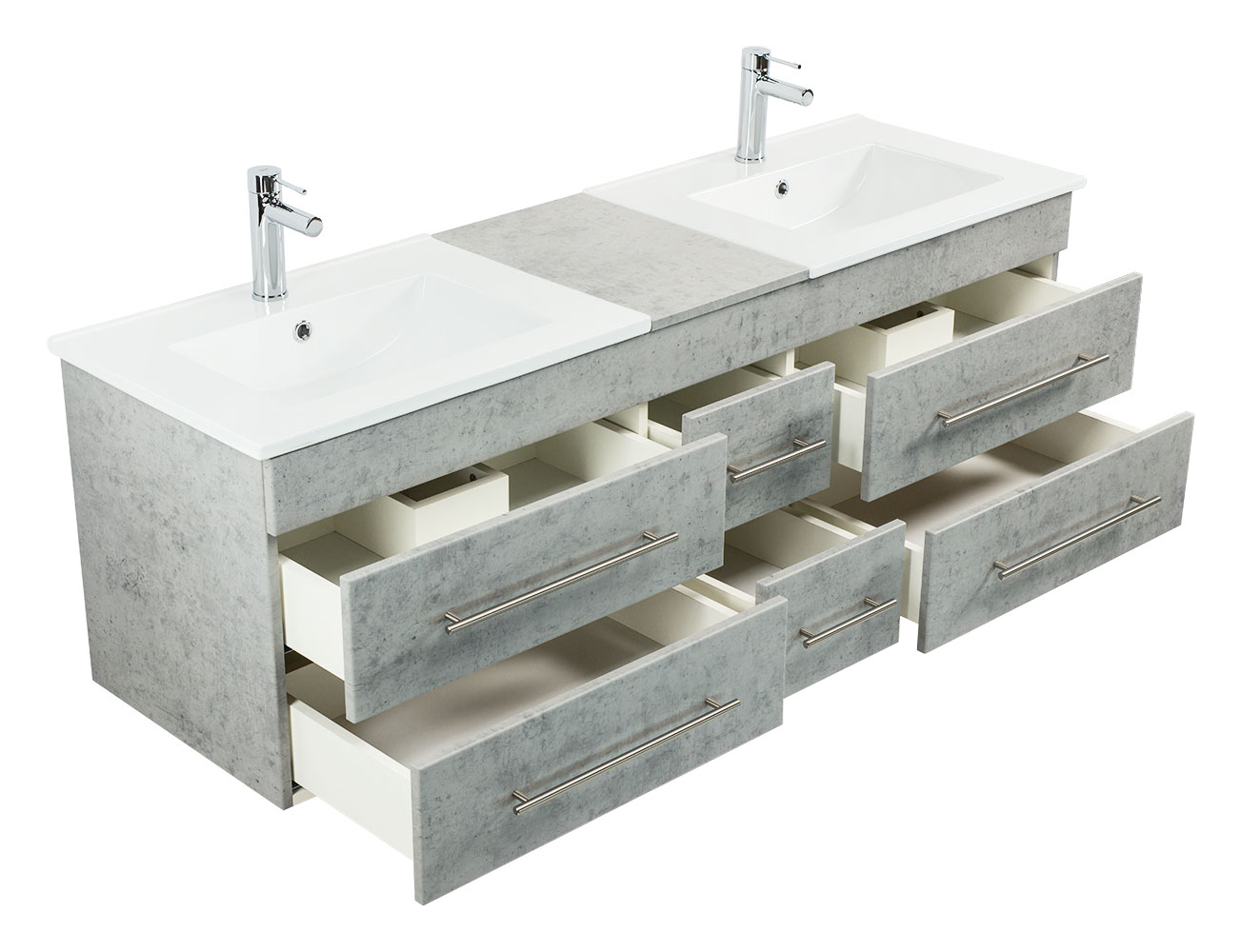Badmöbel Milano XL 172cm Doppel- Waschtisch SoftClose beton