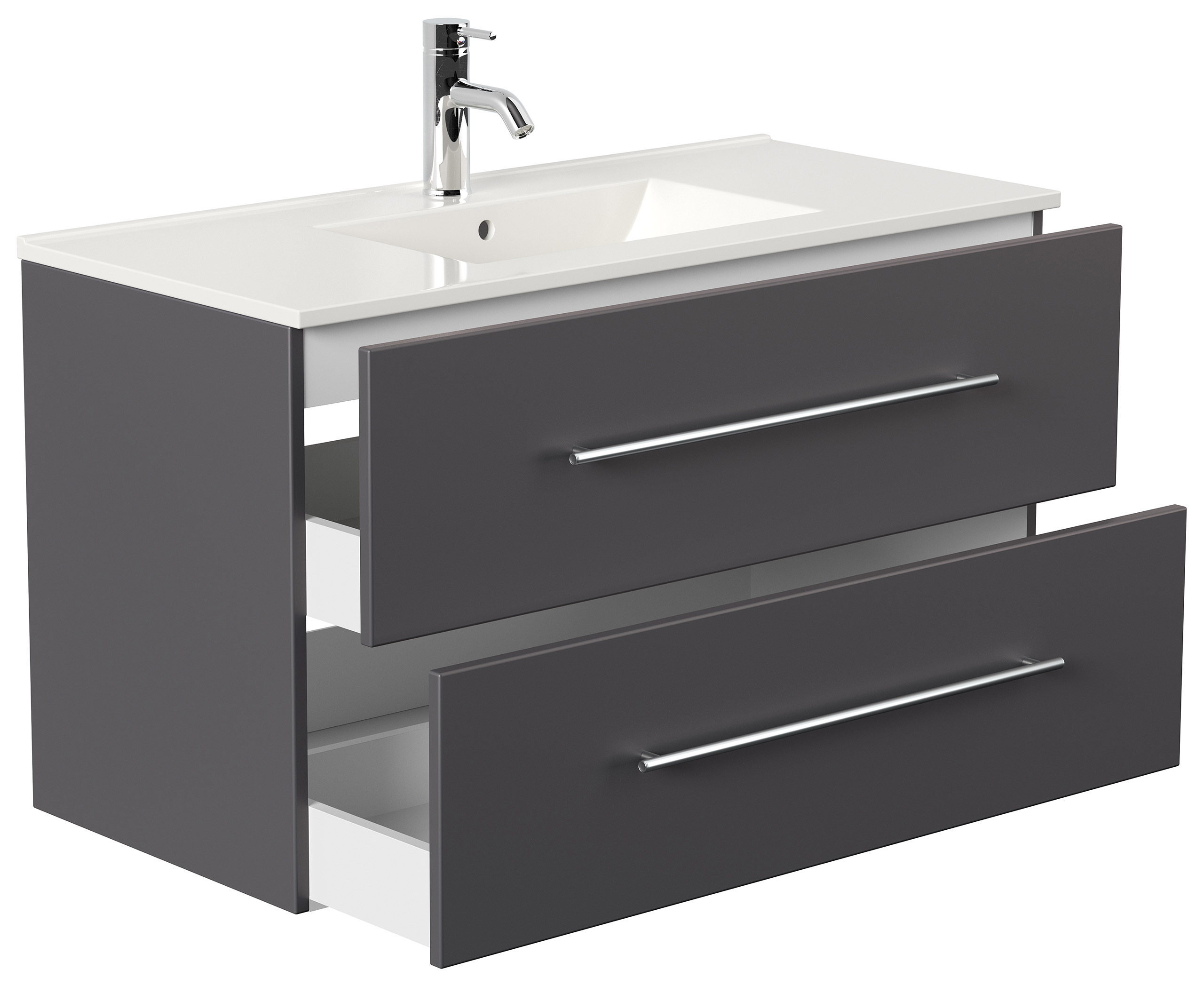 Badmöbel-Set Firenze 100 2 tlg. inkl. Spiegelschrank SoftClose anthrazit