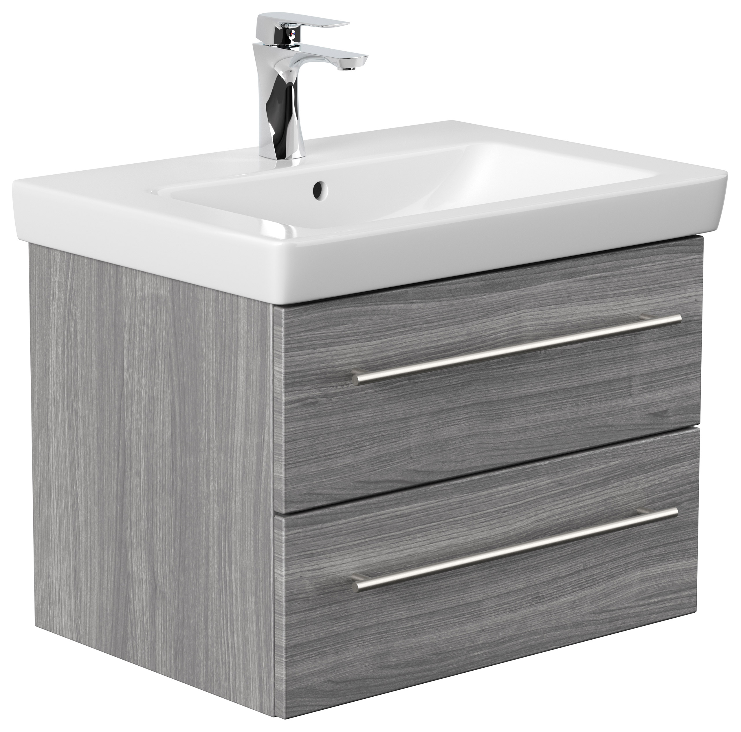 Badmöbel mit Villeroy & Boch Subway 2.0 Waschbecken 65 cm silbereiche