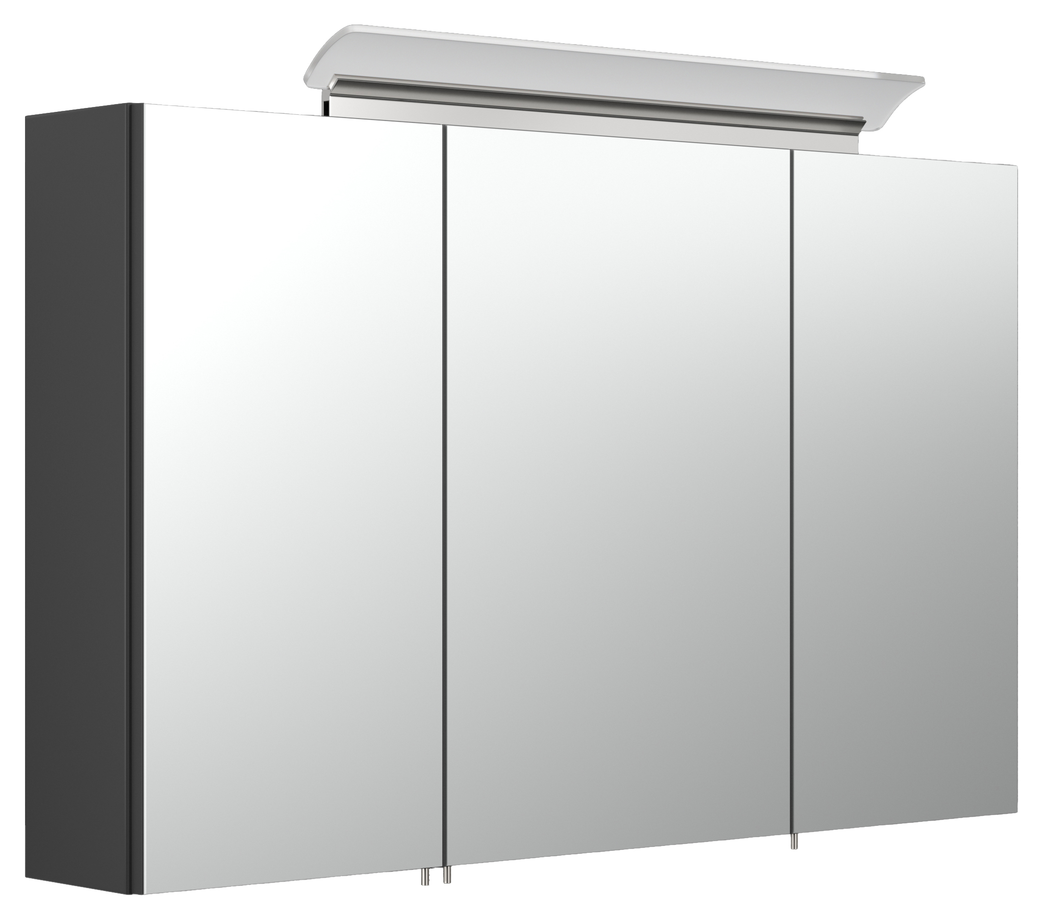 Spiegelschrank 100cm inkl. Design LED-Lampe und Glasböden schwarz