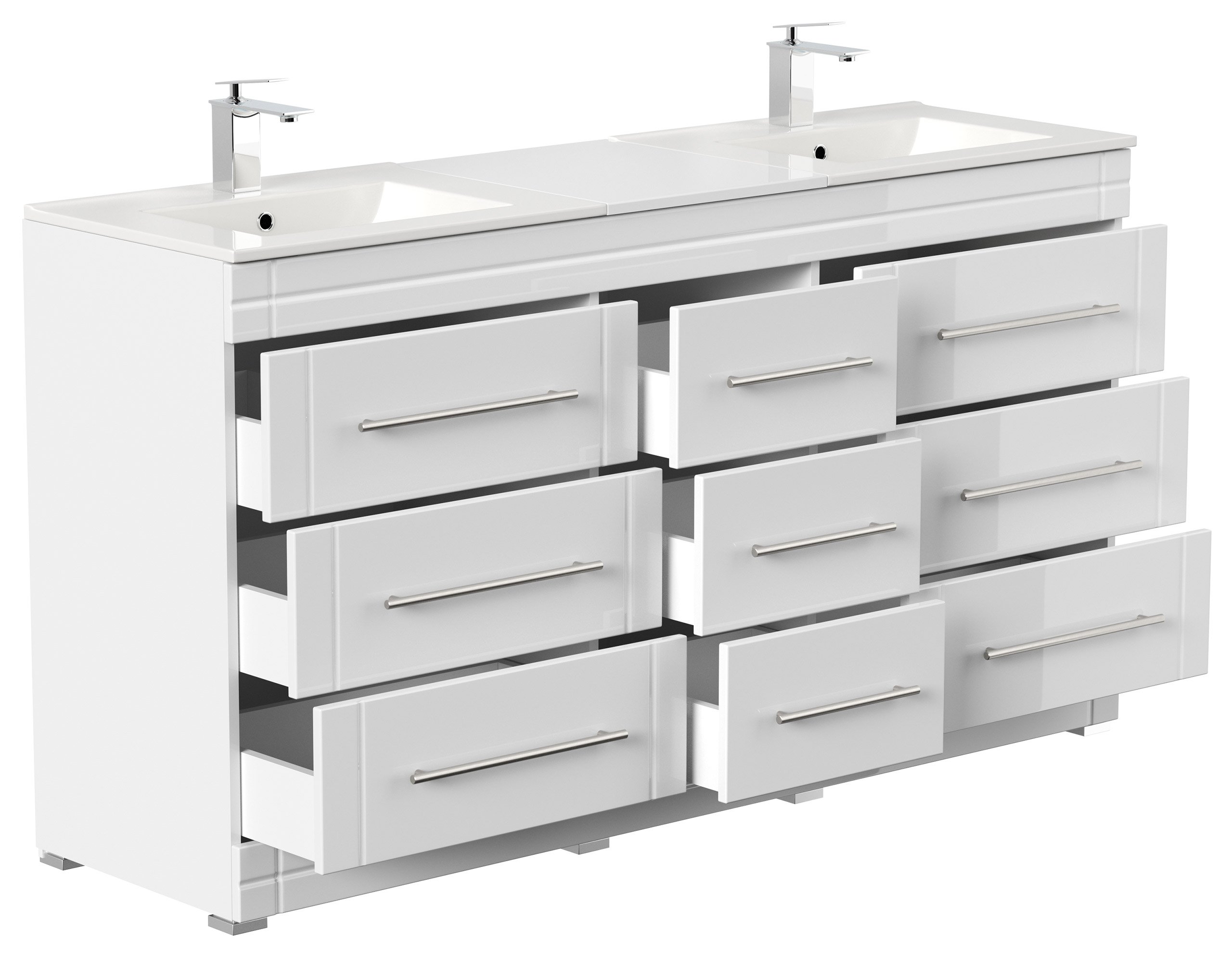 Stand Badmöbel Cosmo Modern SoftClose weiss hochglanz