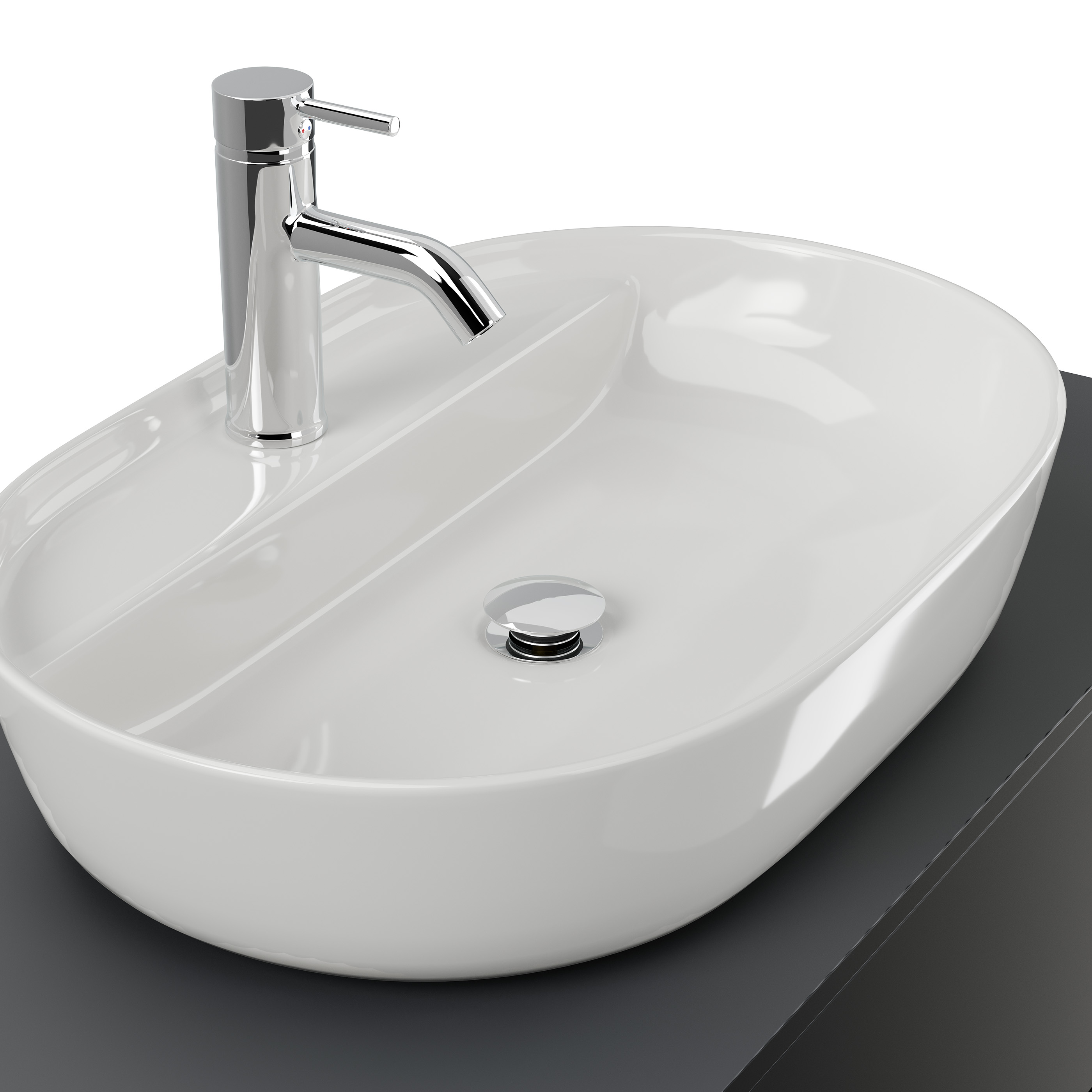 Badmöbel Taifun 100cm mit Design Aufsatzwaschbecken grafit
