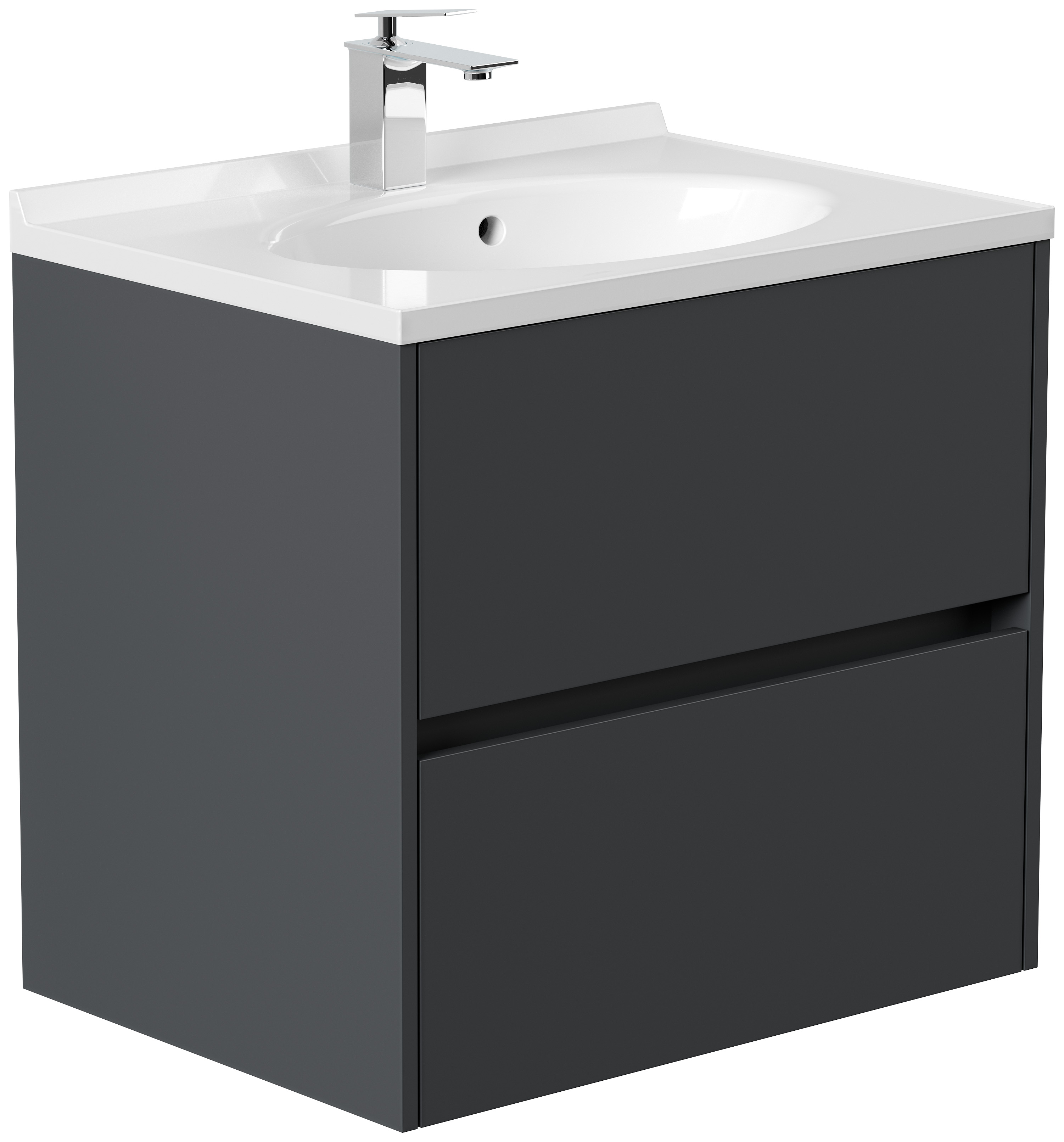 Badmöbel Rina & Waschtisch 70cm 2 Greifraum SoftClose Auszüge grafit