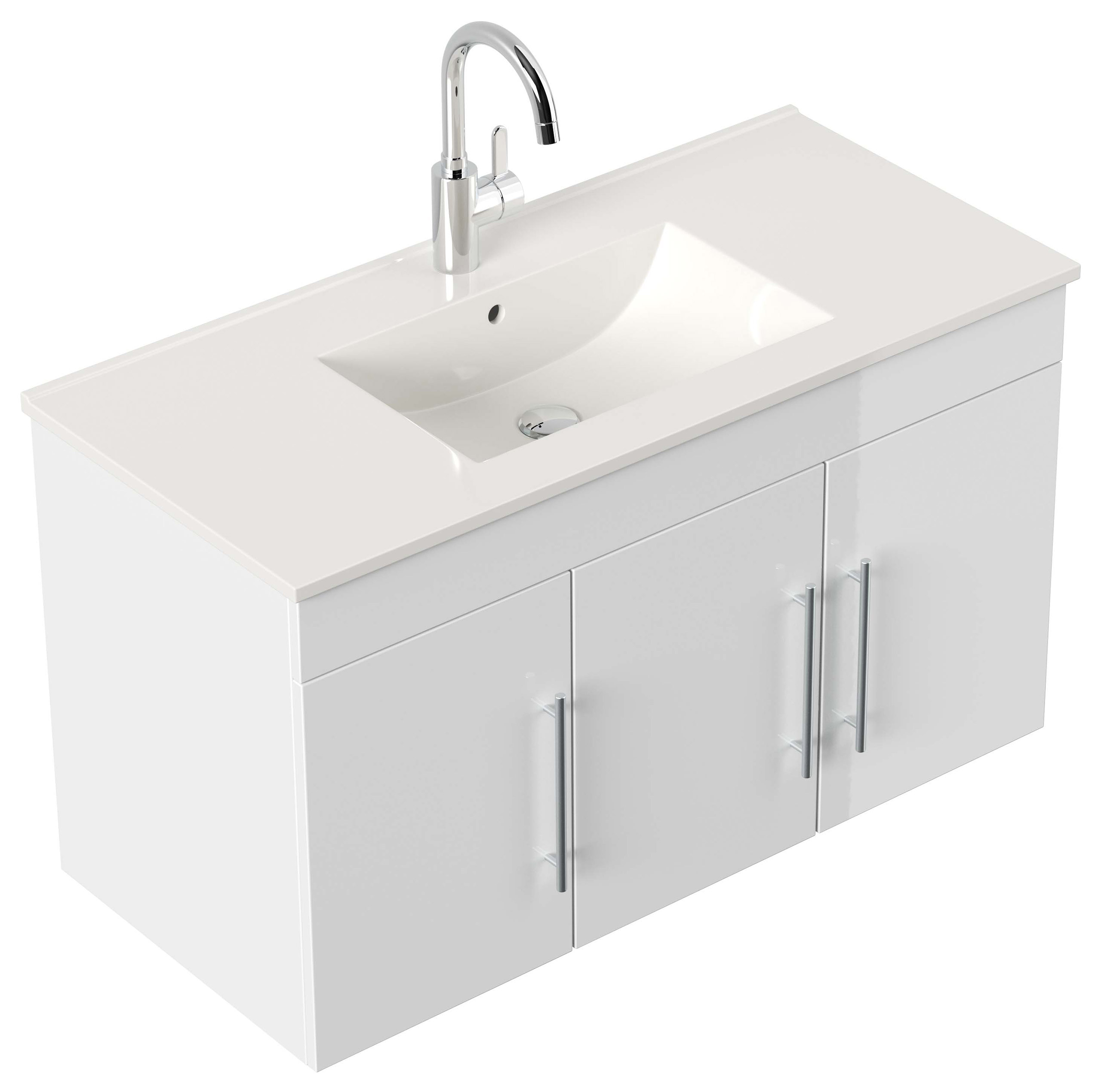 Badmöbel-Set Venezia 100 cm (4-teilig) SoftClose weiß hochglanz