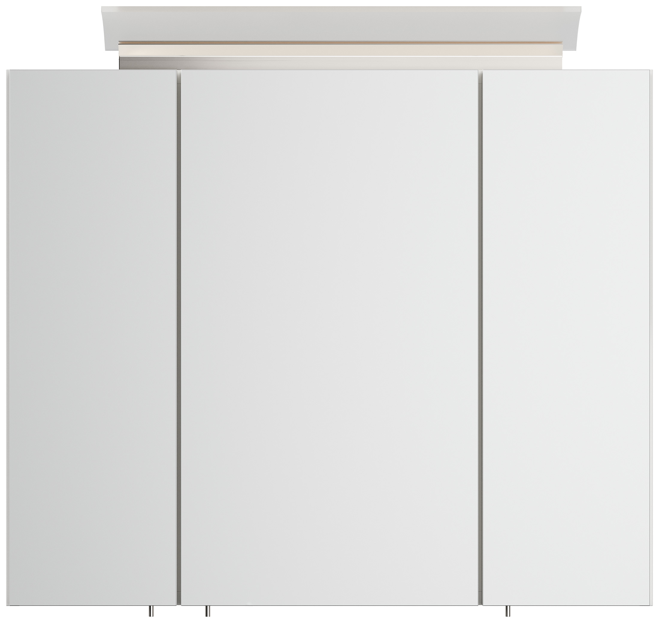 Spiegelschrank 75cm inkl. Design LED-Lampe und Glasböden weiss hochglanz