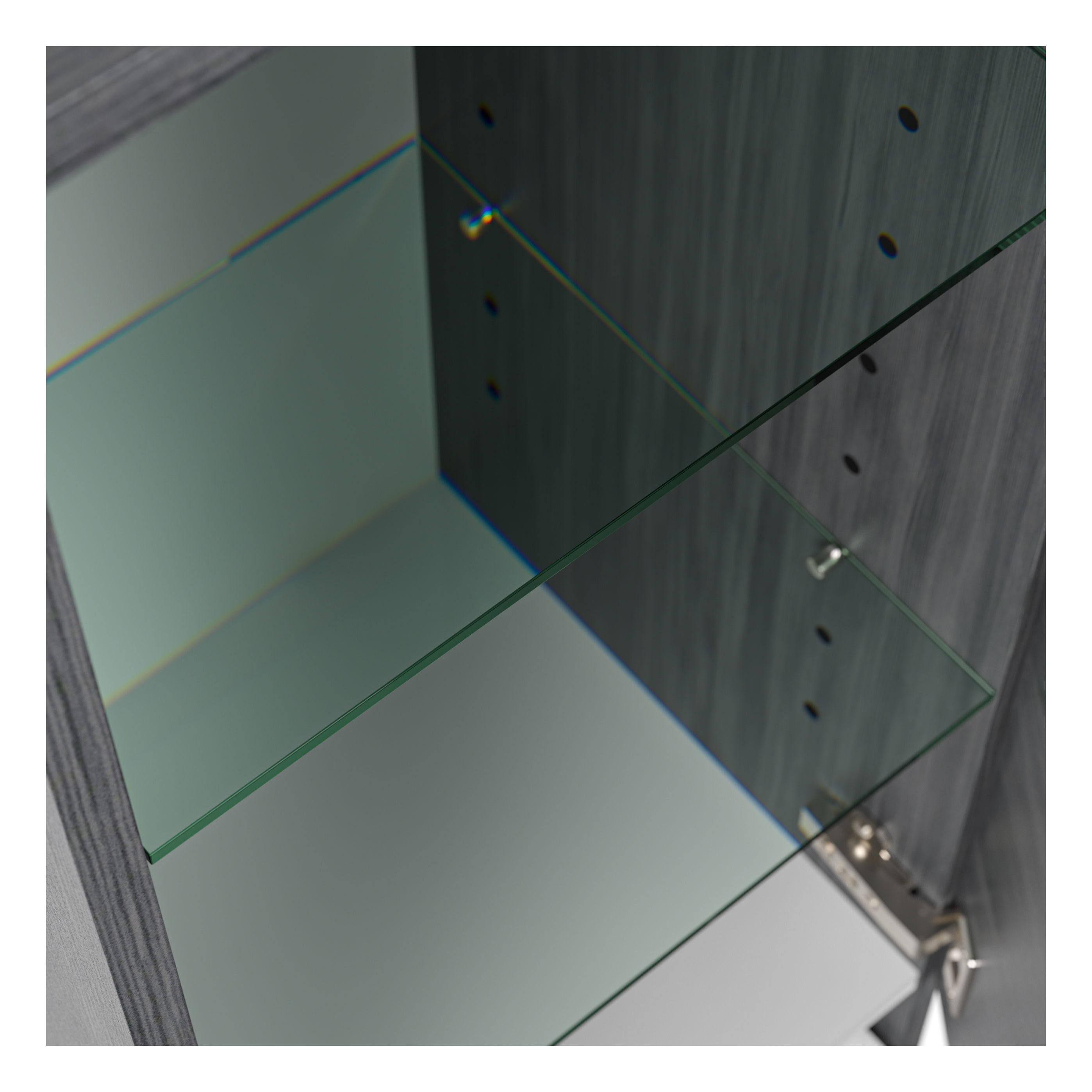 Hochschrank 120 cm in Graphit mit Glaseinlagen