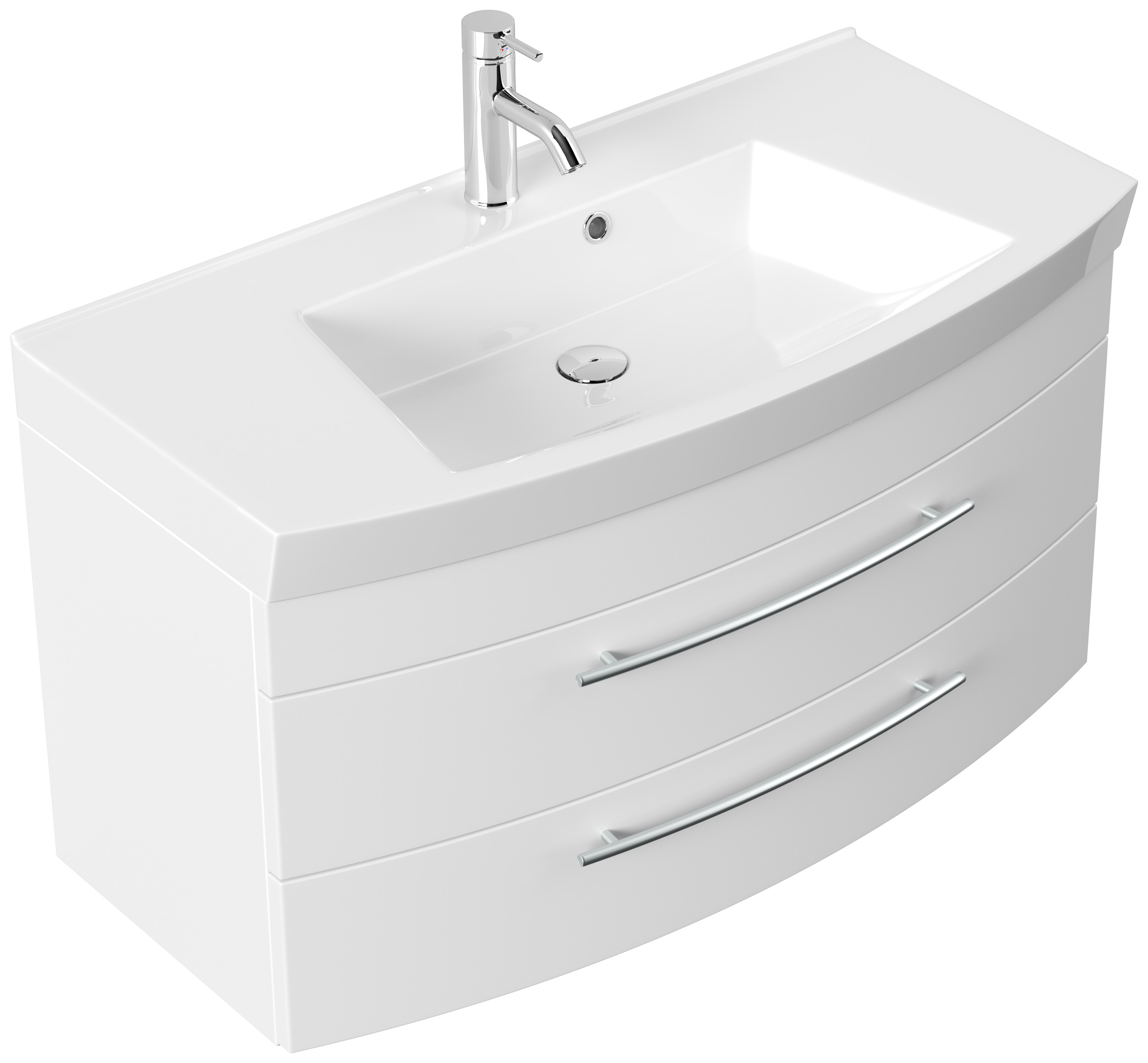 Badmöbel Bella 100 mit runder Front SoftClose lackiert weiss matt