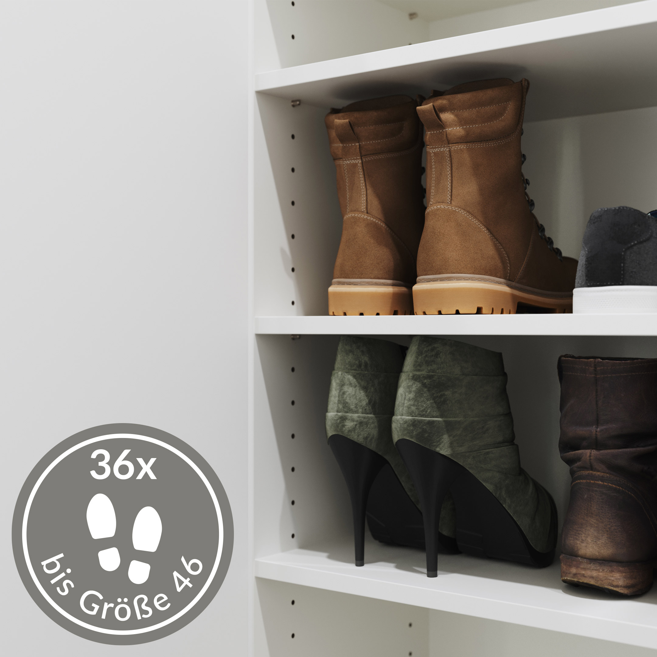 Schuhschrank Pes 4 Türen 36 Paar Weiß hochglanz 
