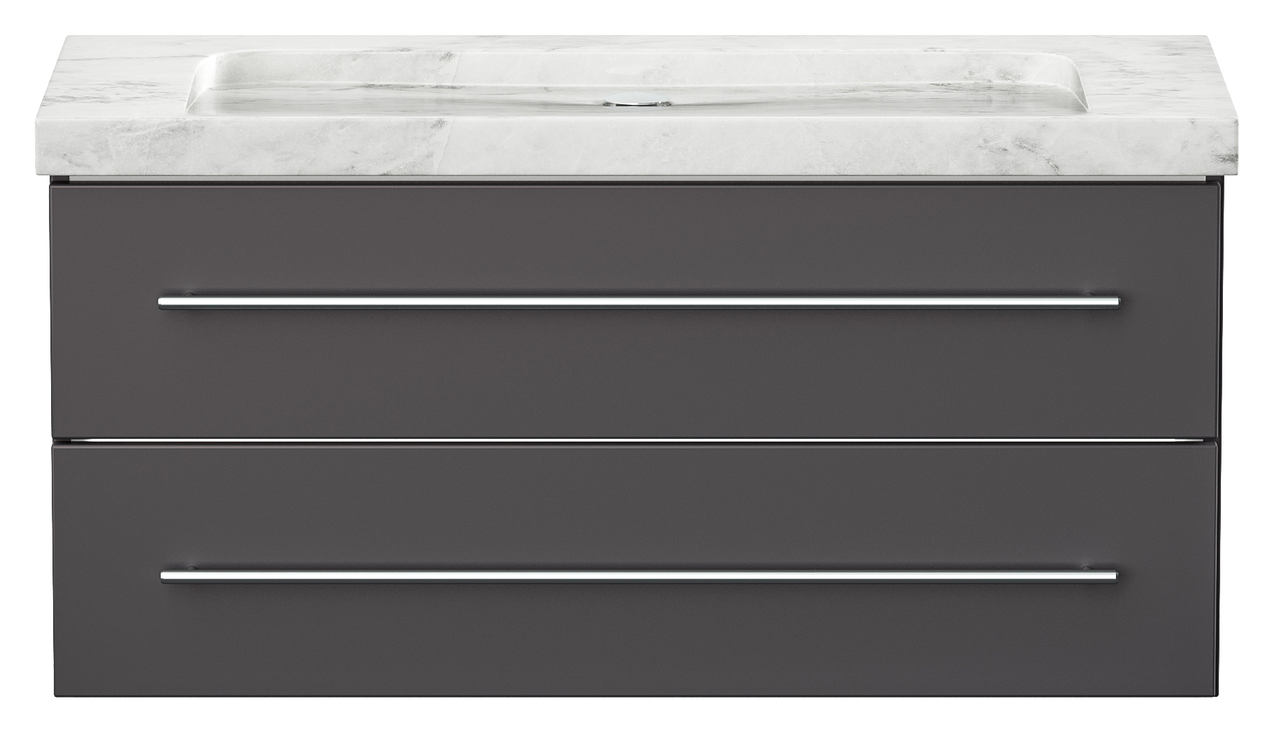 Badmöbel Marmor Carrara White Damo 100 cm ohne Hahnloch SoftClose anthrazit