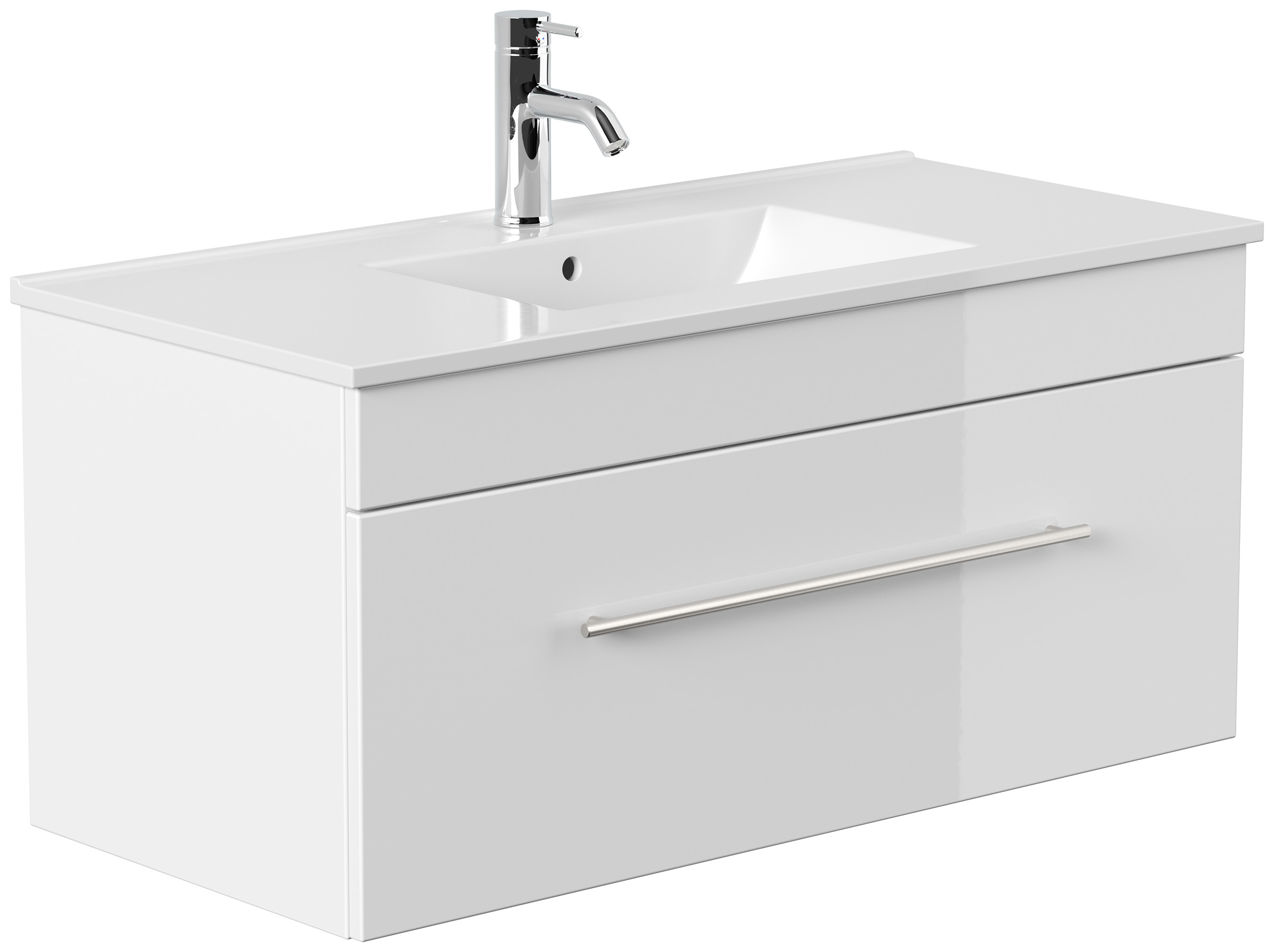 Badmöbel Linea 100cm SoftClose weiß hochglanz
