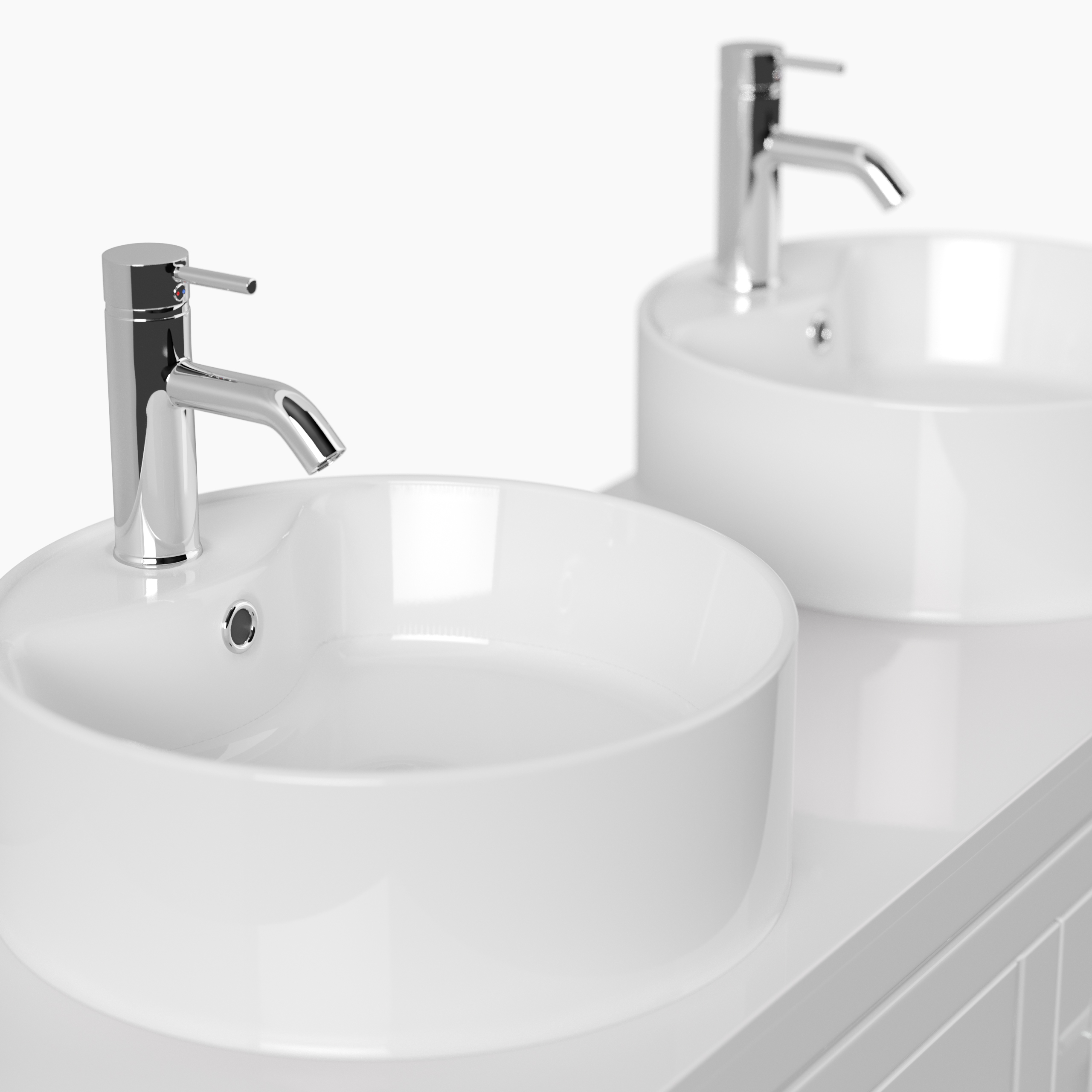 Stand Badmöbel Memoria Modern SoftClose weiss hochglanz mit Aufsatzwaschbecken