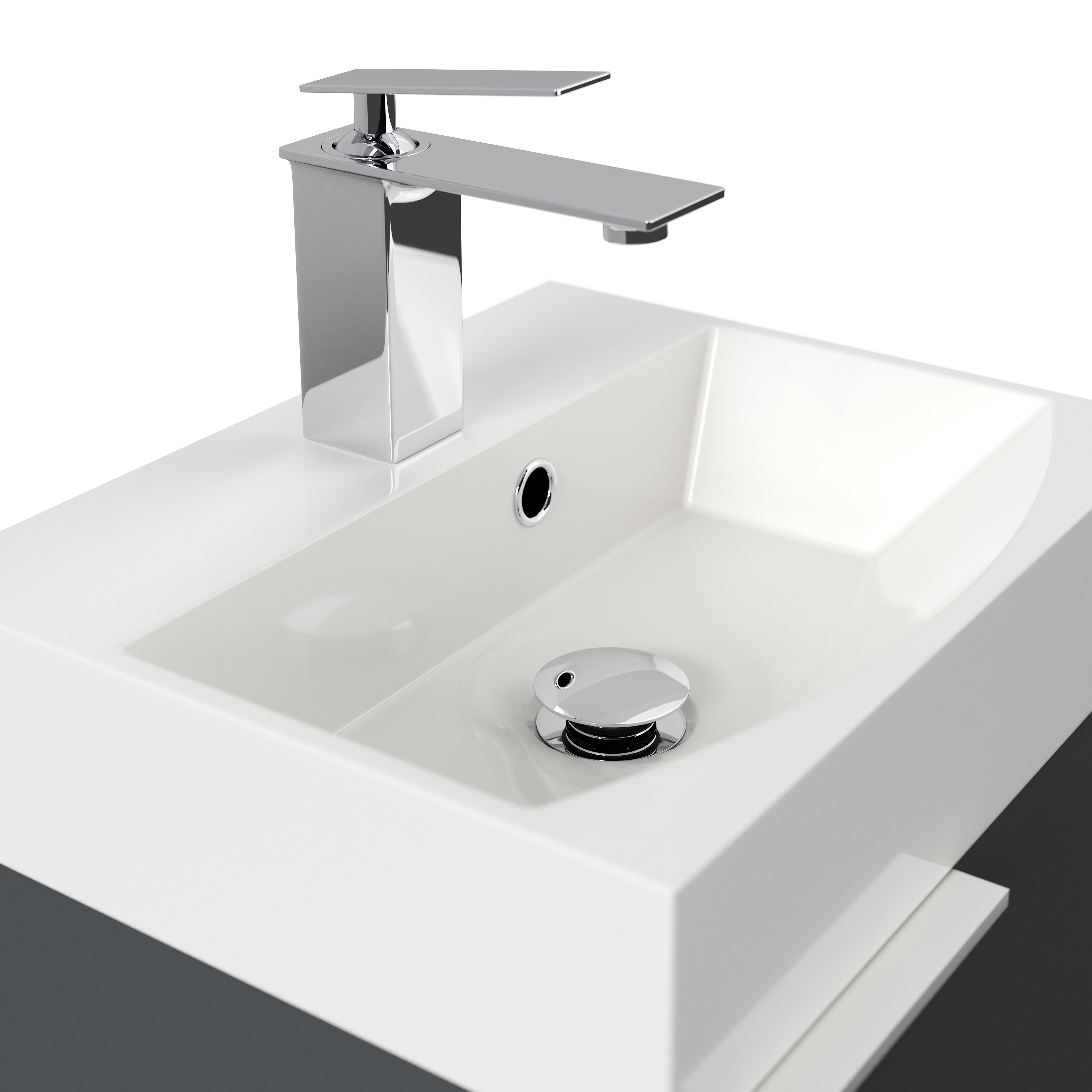 Gäste WC Badmöbel Kubus Slimline 40cm SoftClose grafit