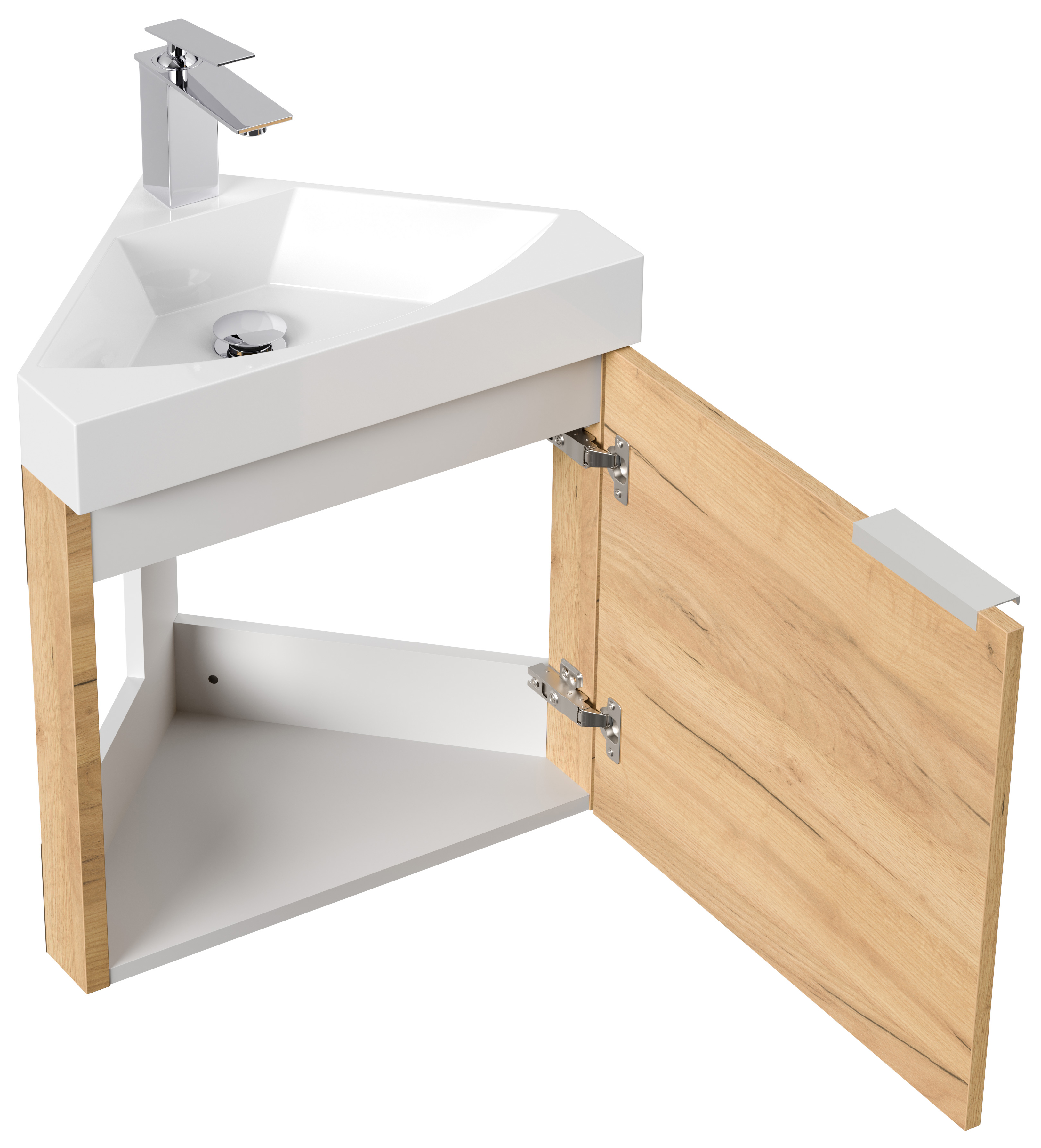Gäste WC Eckbadmöbel Diamant Slimline Gästebad SoftClose eiche gold