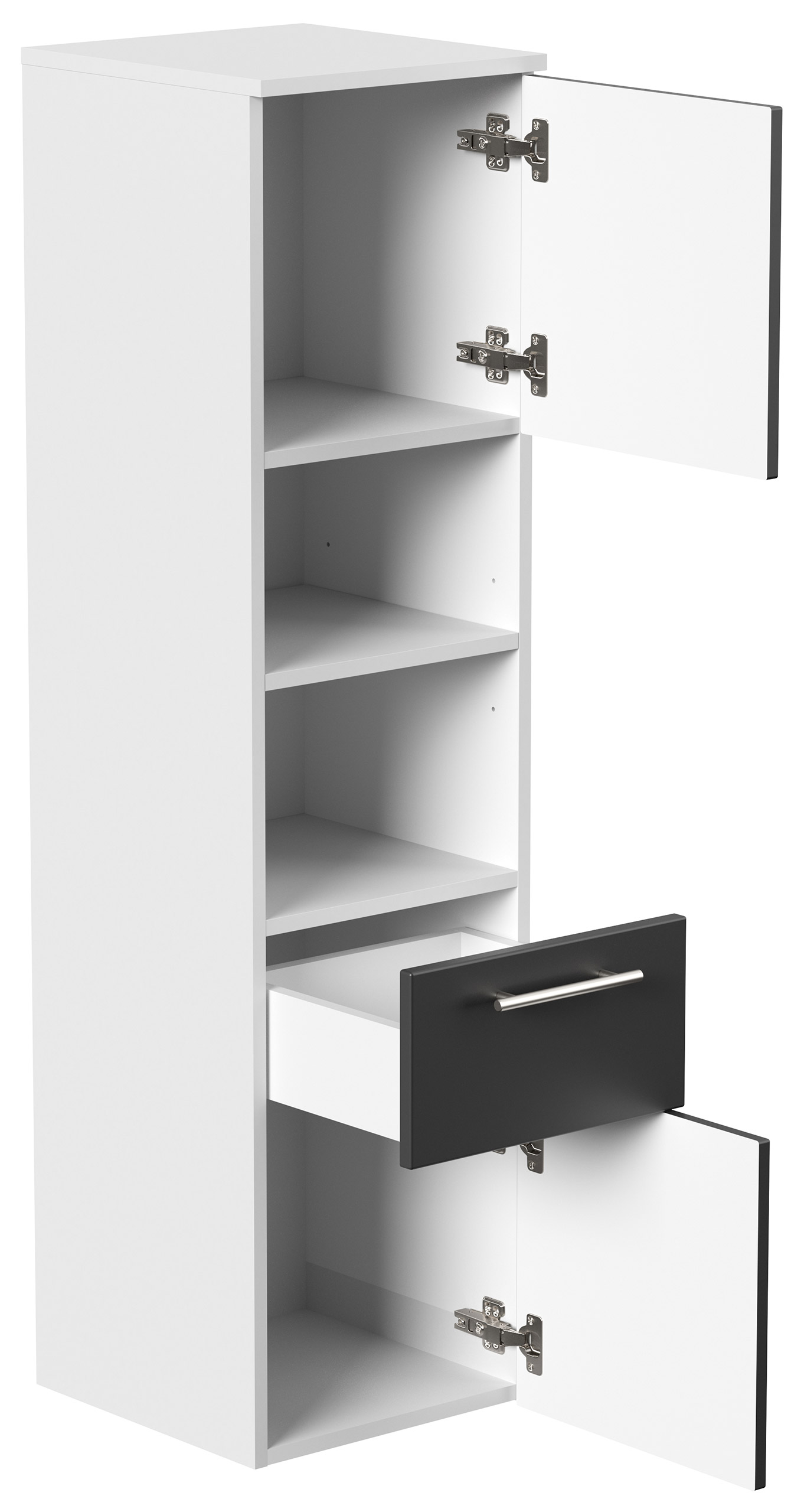 Hochschrank SANTINI 135cm weiss matt mit Fronten in schwarz