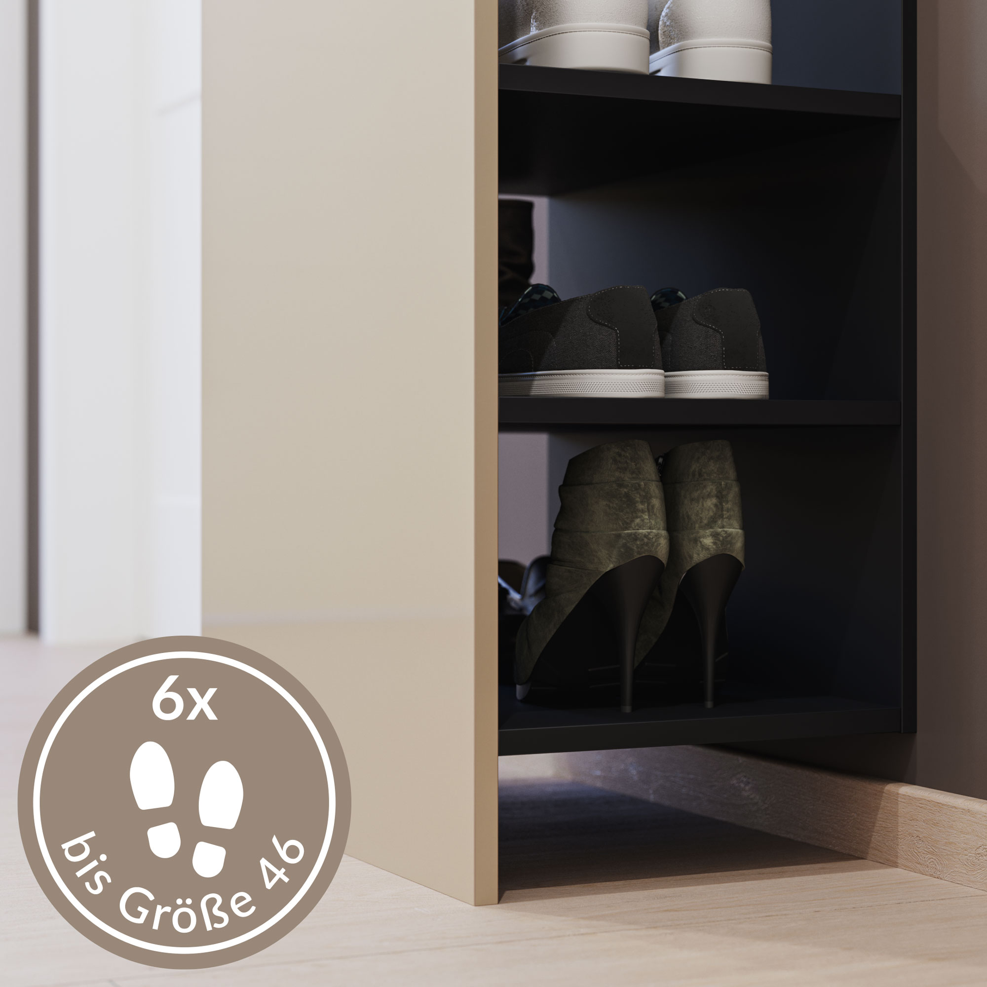 Garderobenpaneel Urban 60/188cm, 3 Haken, Kleiderst., Schuhregal Oak