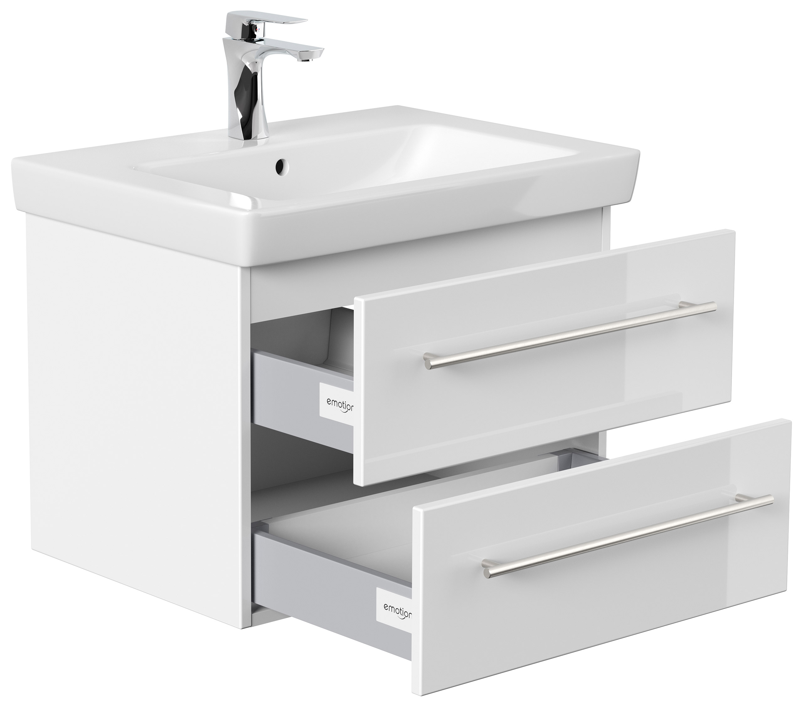 Badmöbel mit Villeroy & Boch Subway 2.0 Waschbecken 65 cm weiss hochglanz